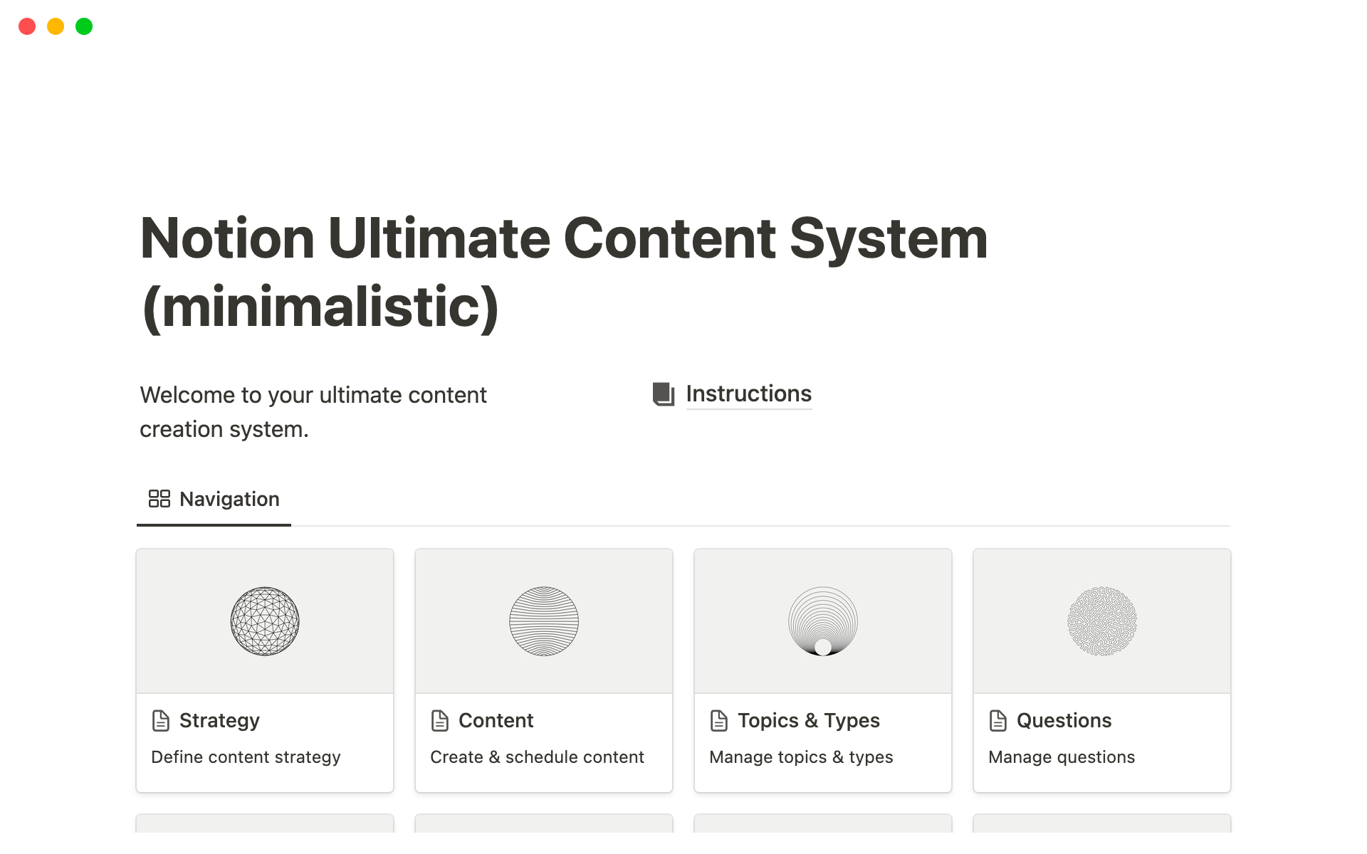 Eine Vorlagenvorschau für Notion Ultimate Content System