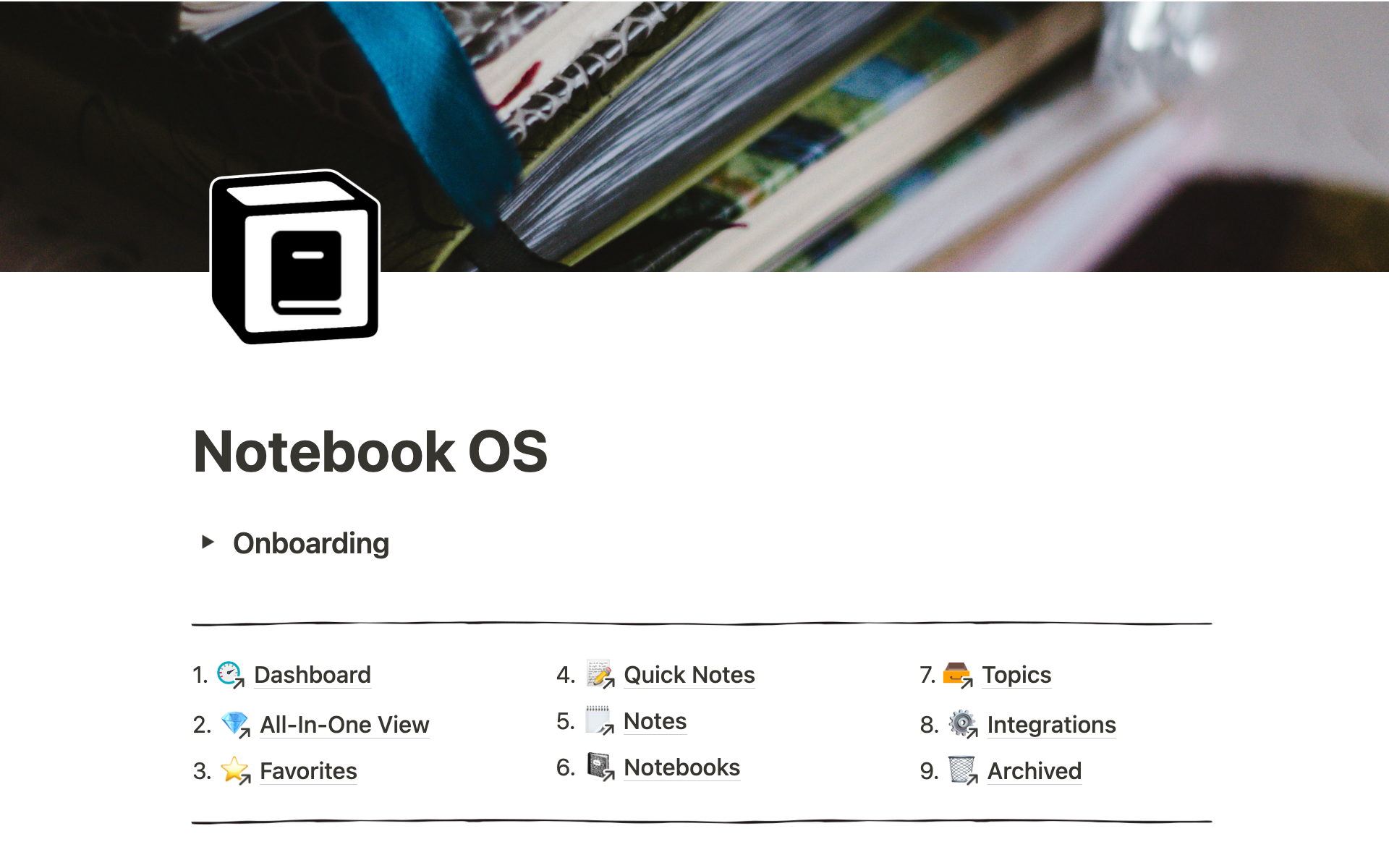 A template preview for Notebook OS