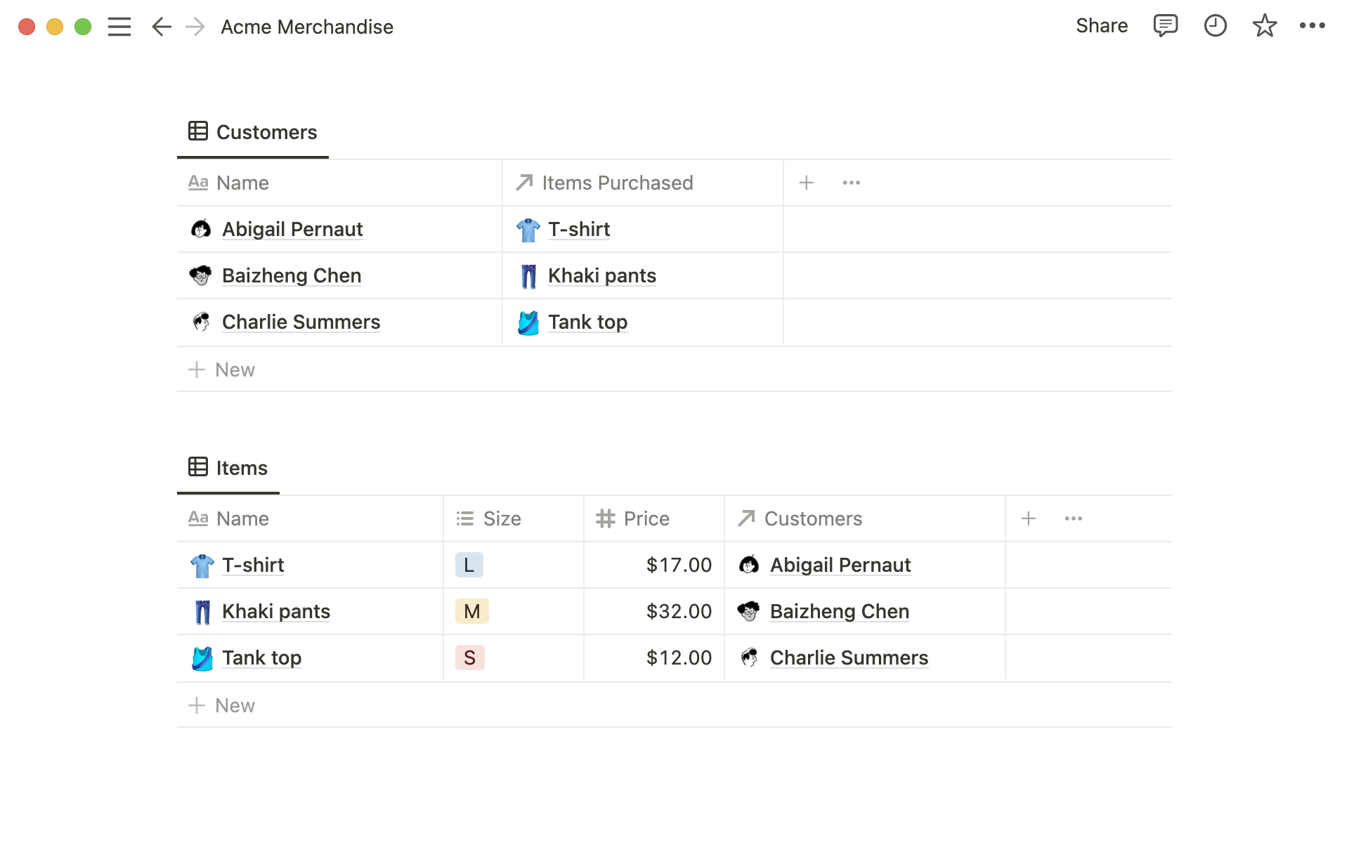 Configuración de relación