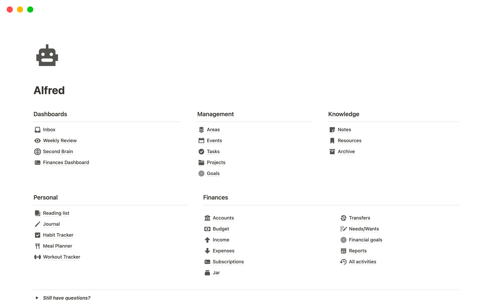 Alfred Notion Template alfred-notion-template