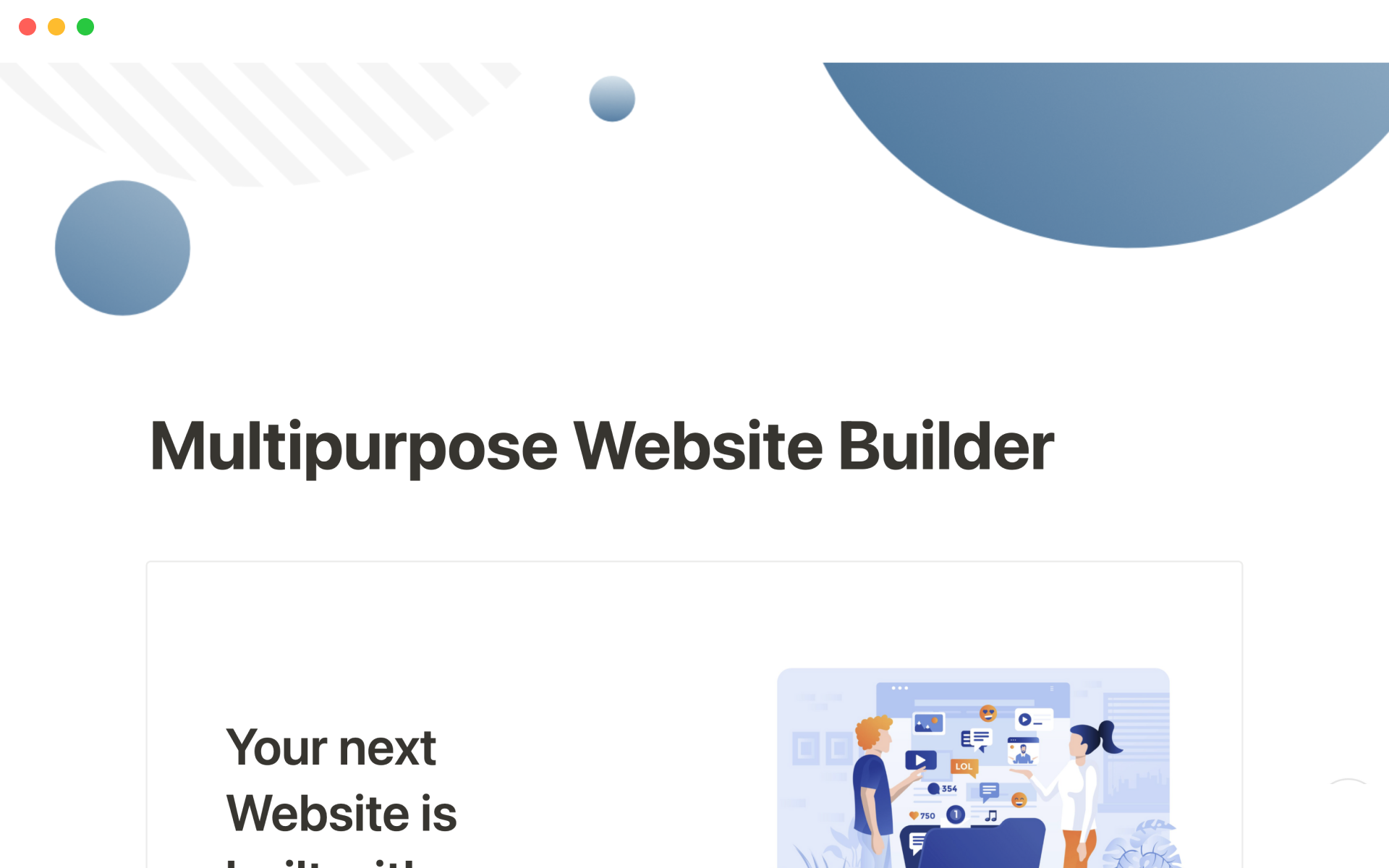 A template preview for Website builder