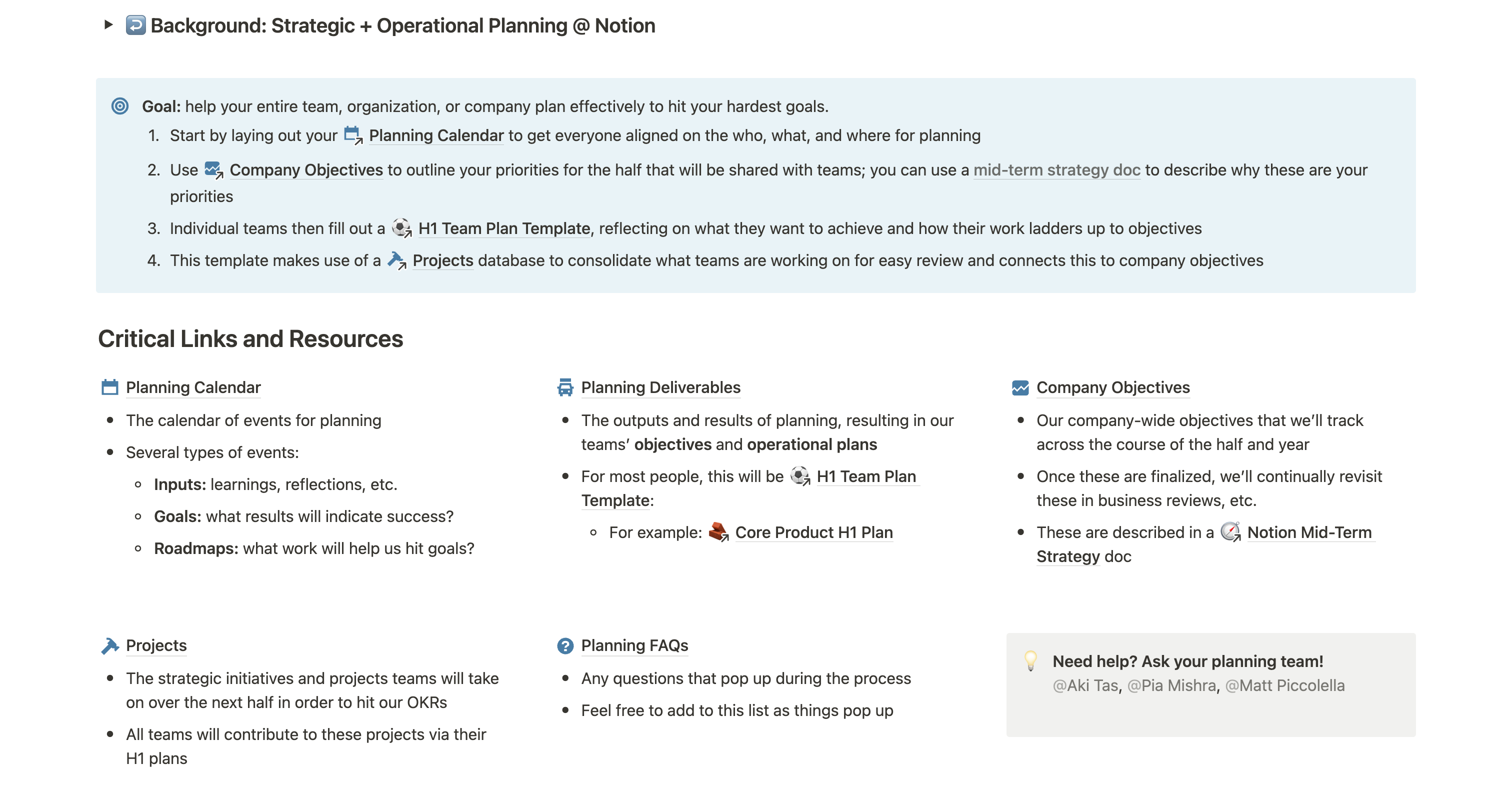 Notion’s Annual Planning Exercise template