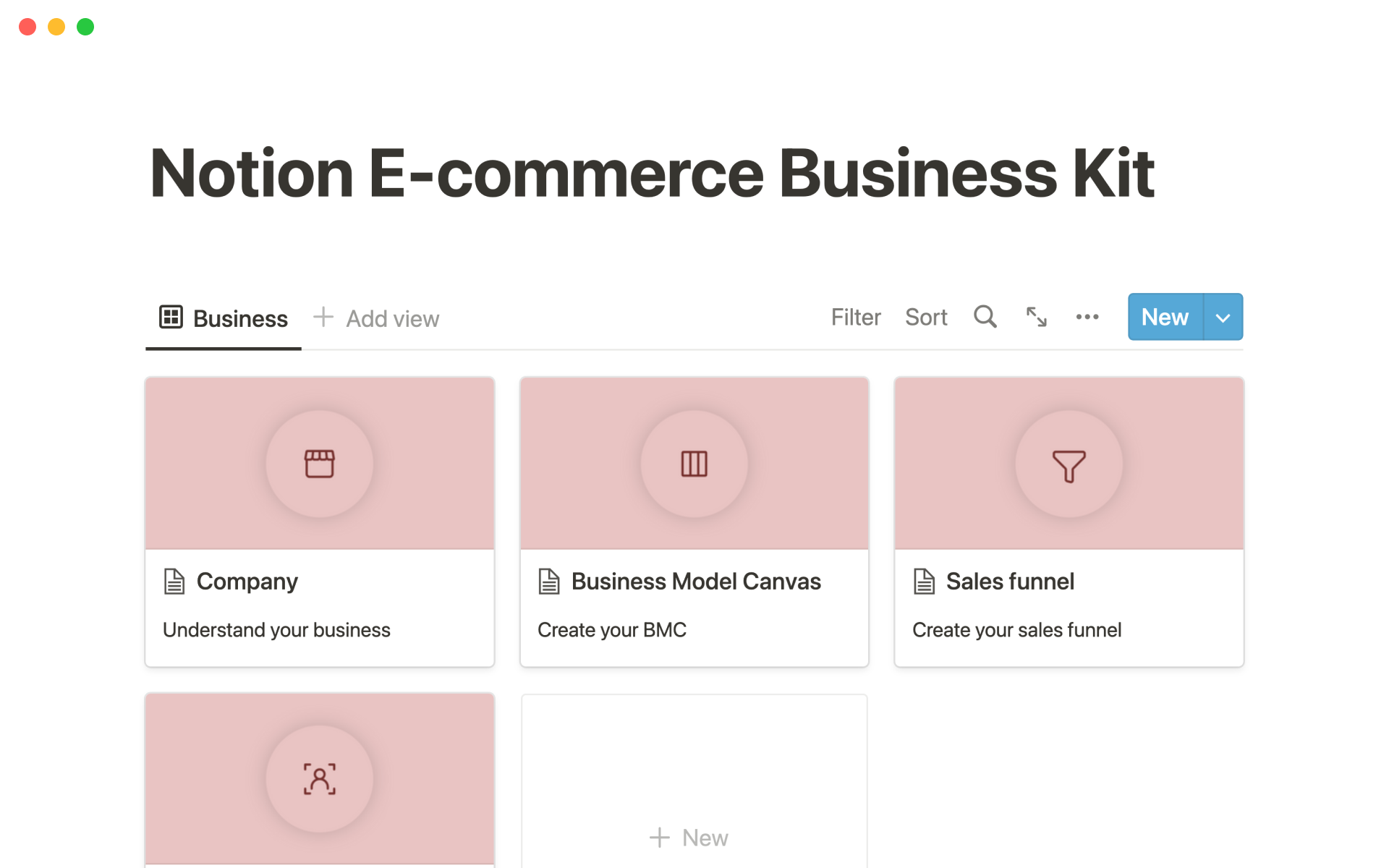 E-commerce business kitのテンプレートのプレビュー