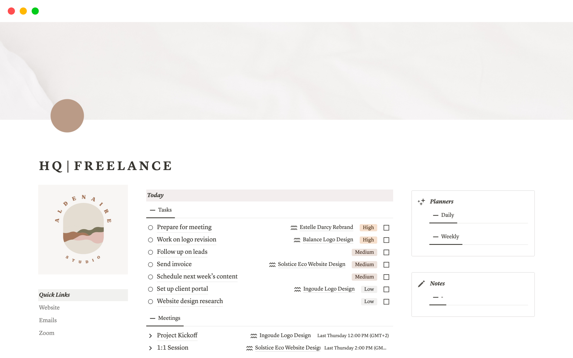 A template preview for Ultimate Freelance Business Planner with Client Portals