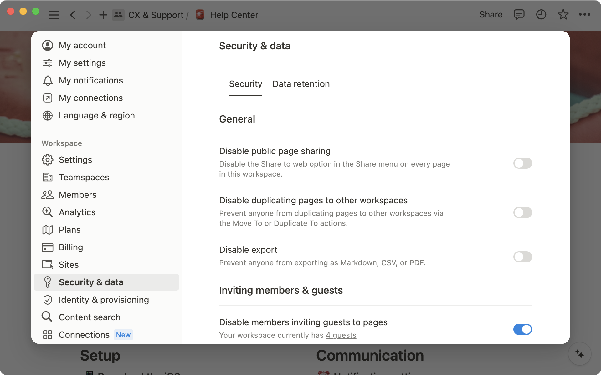 Workspace owners can decide how pages in their workspace are shared.