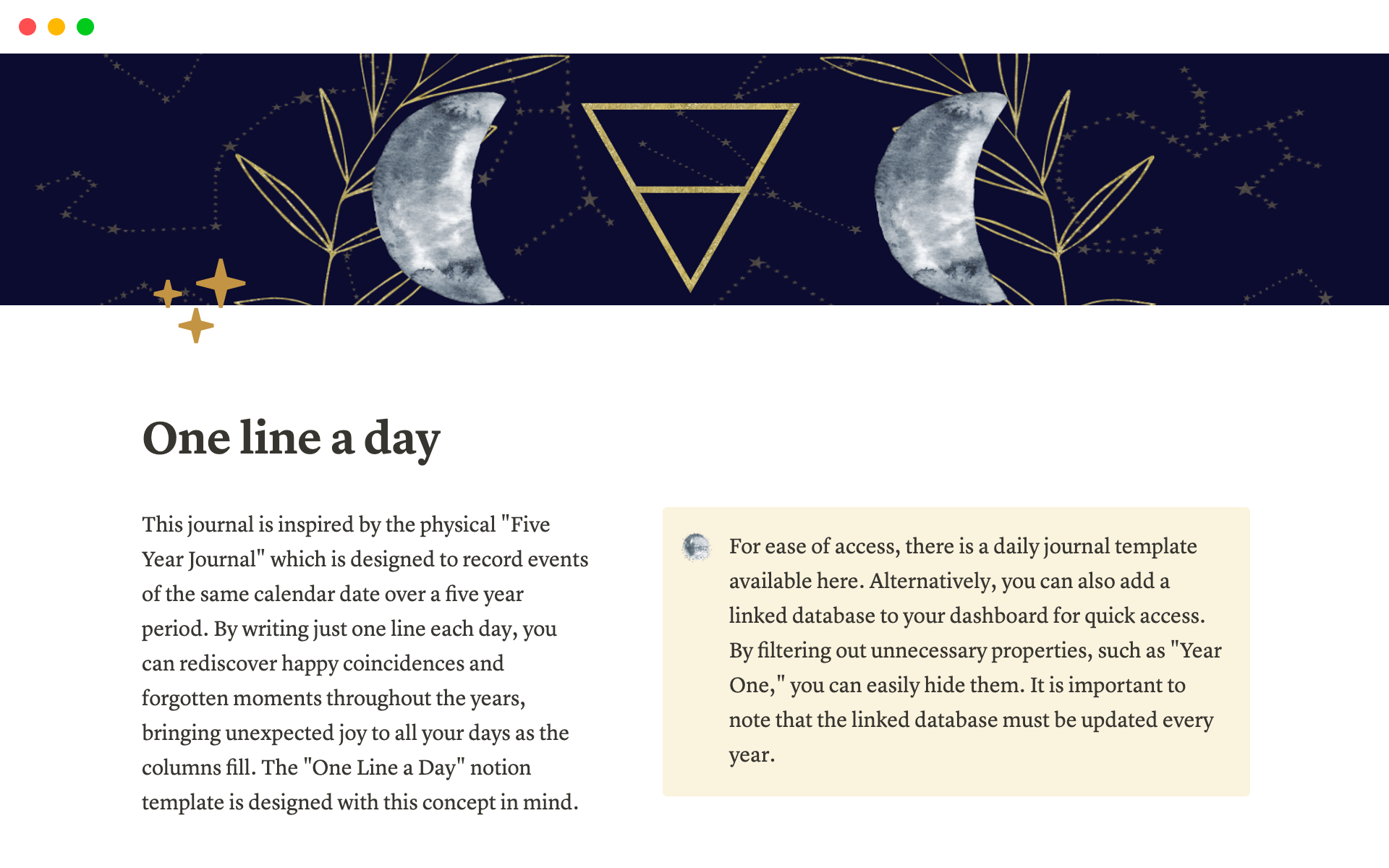A template preview for Notion Daily Journal