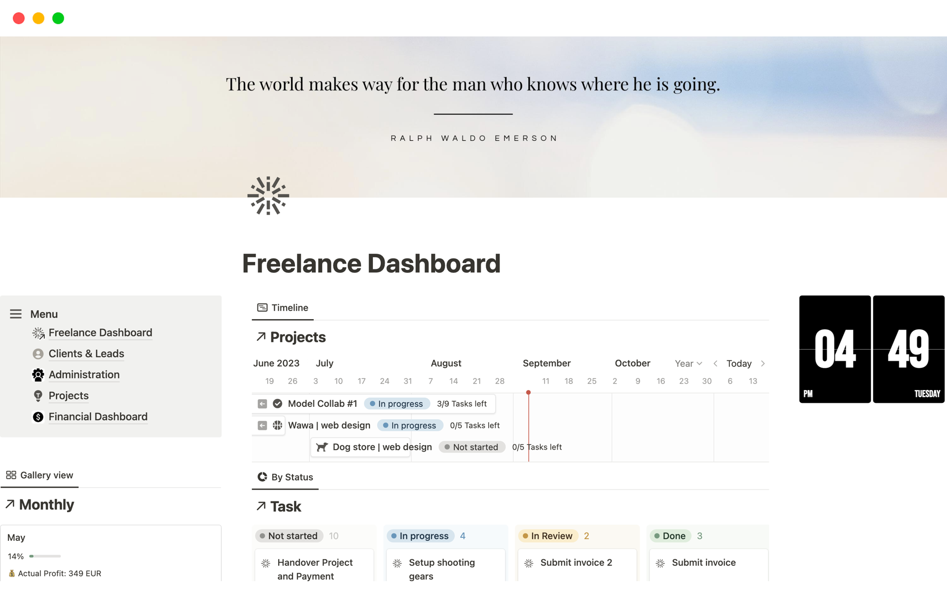 Freelance Dashboard Notion Template