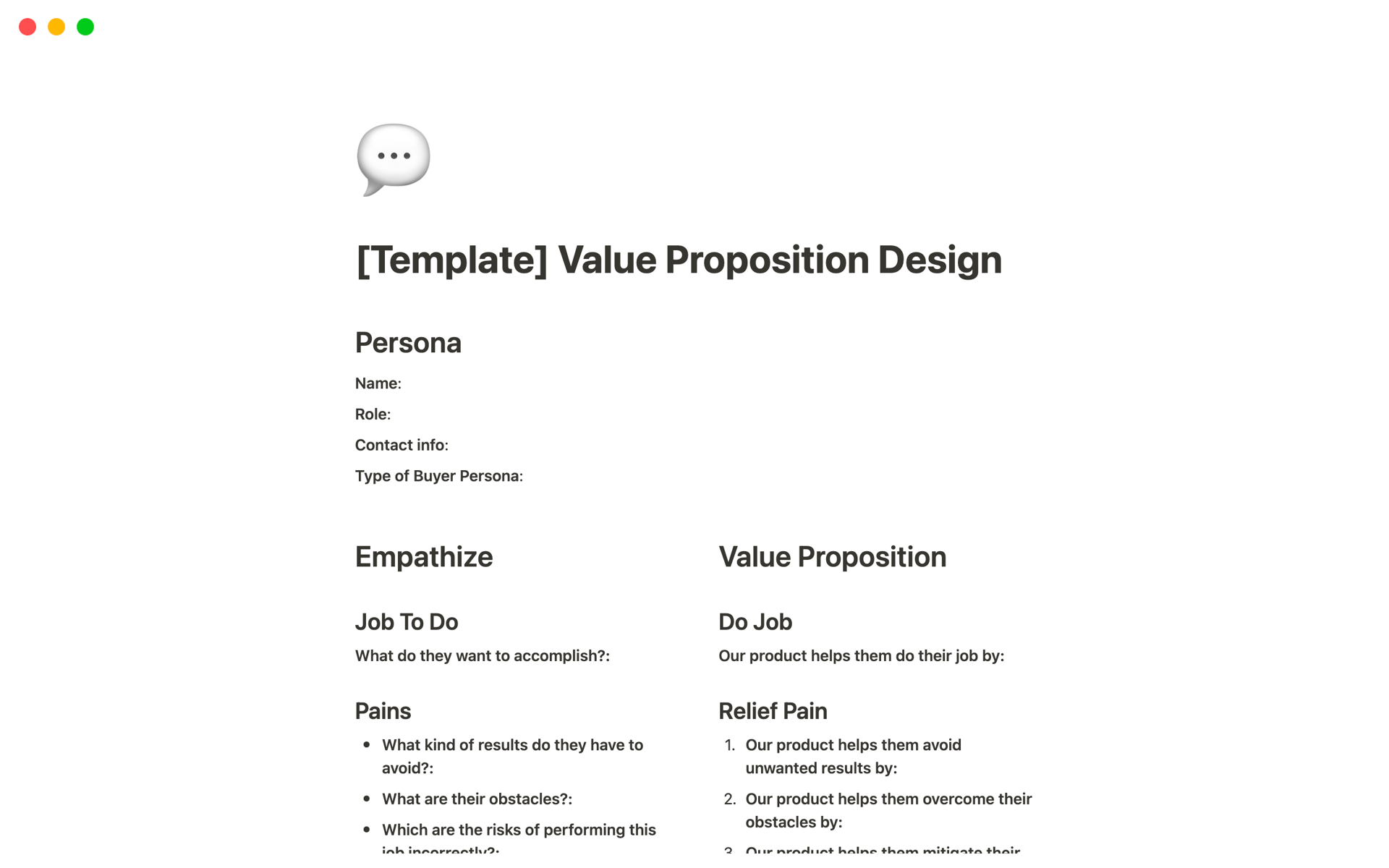 Value Proposition Design Notion Template