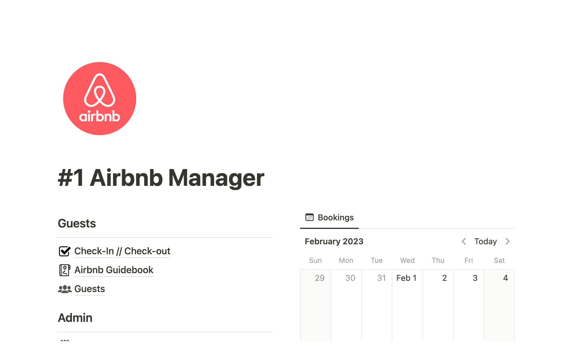 The #1 Airbnb Manager is a Notion template that allows you to deal with all aspects of your Airbnb business.