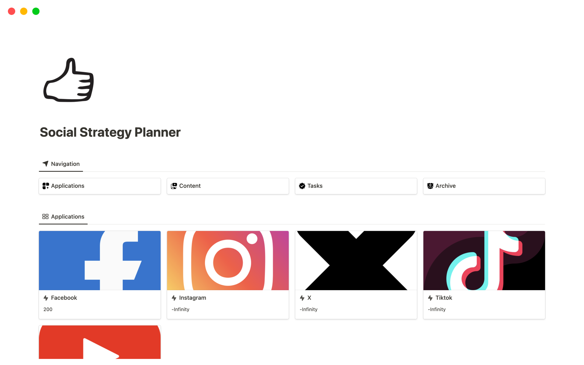 A template preview for Social Strategy Planner