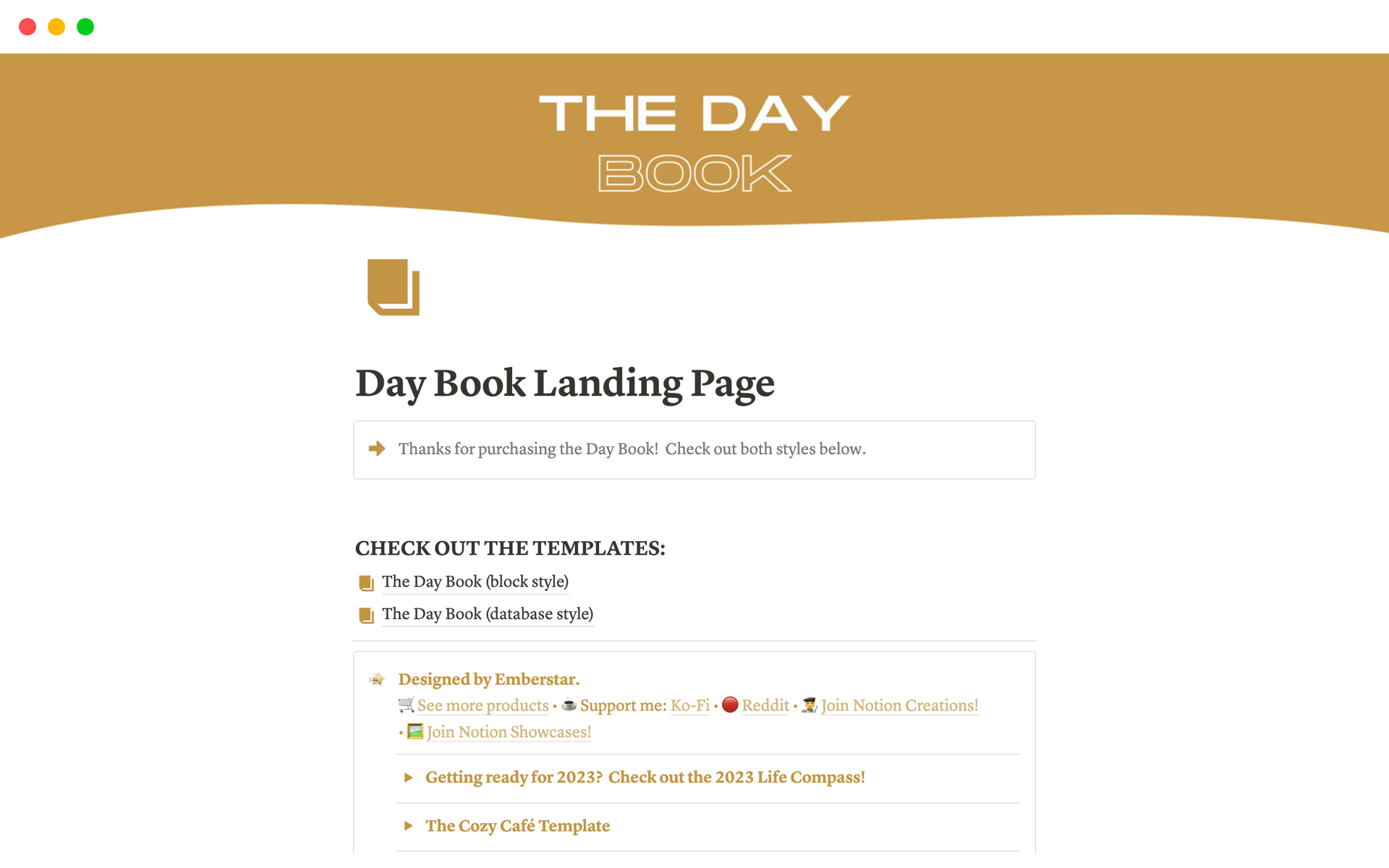 The Day Book Notion Template