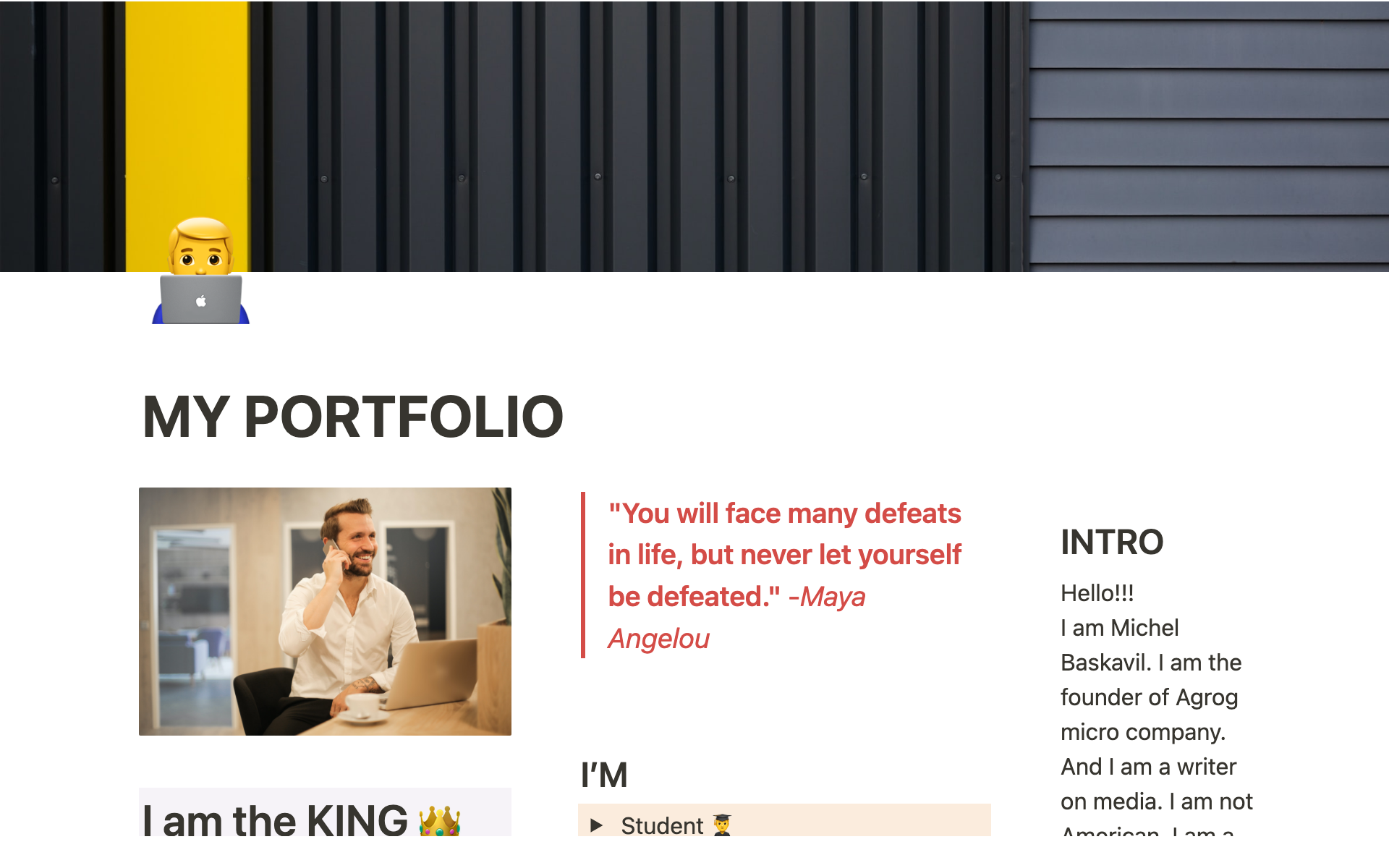 A template preview for Simple personal portfolio