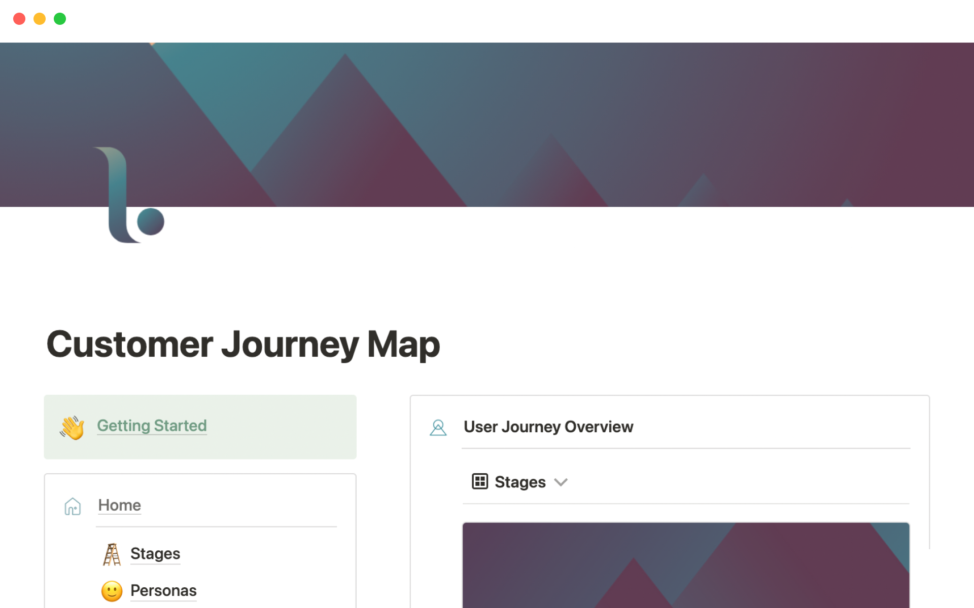Customer journey mappingのテンプレートのプレビュー