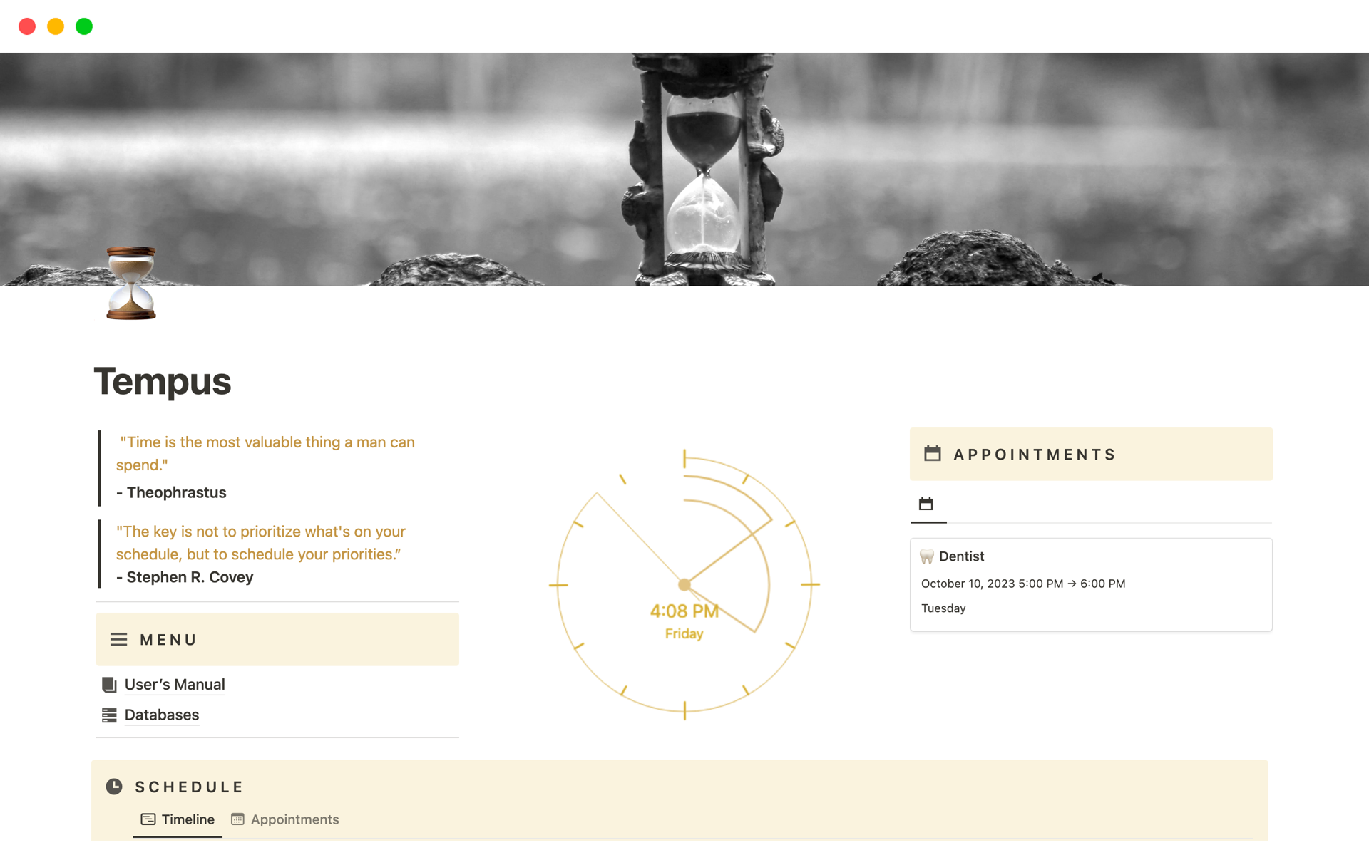 Tempus: Time Management | Notion Template