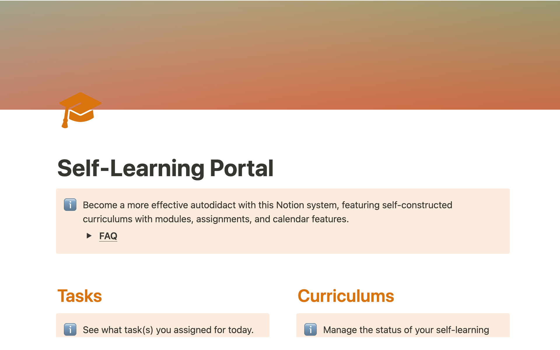 A template preview for Self-Learning Portal