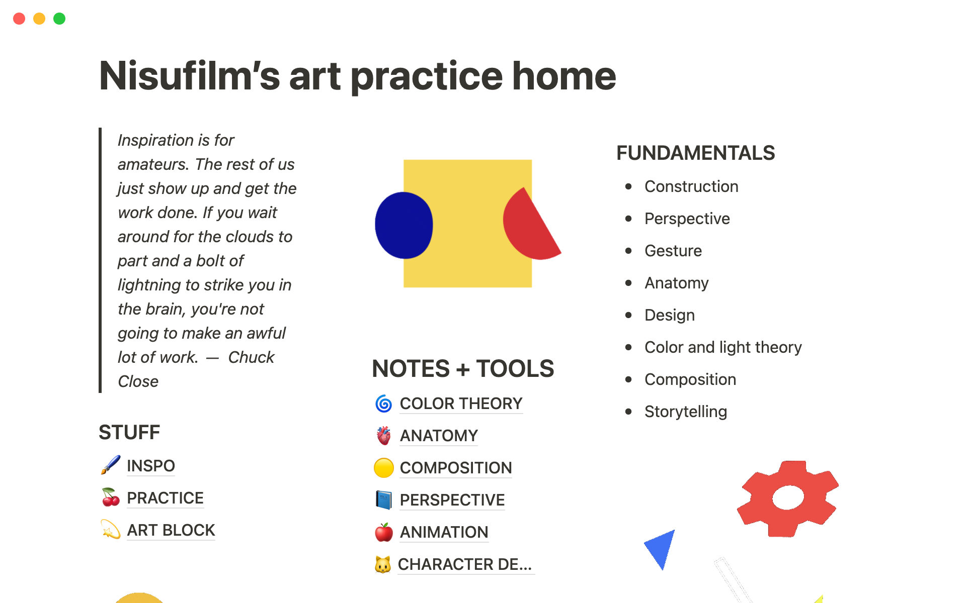 Keep track of all your art learning resources and inspiration.