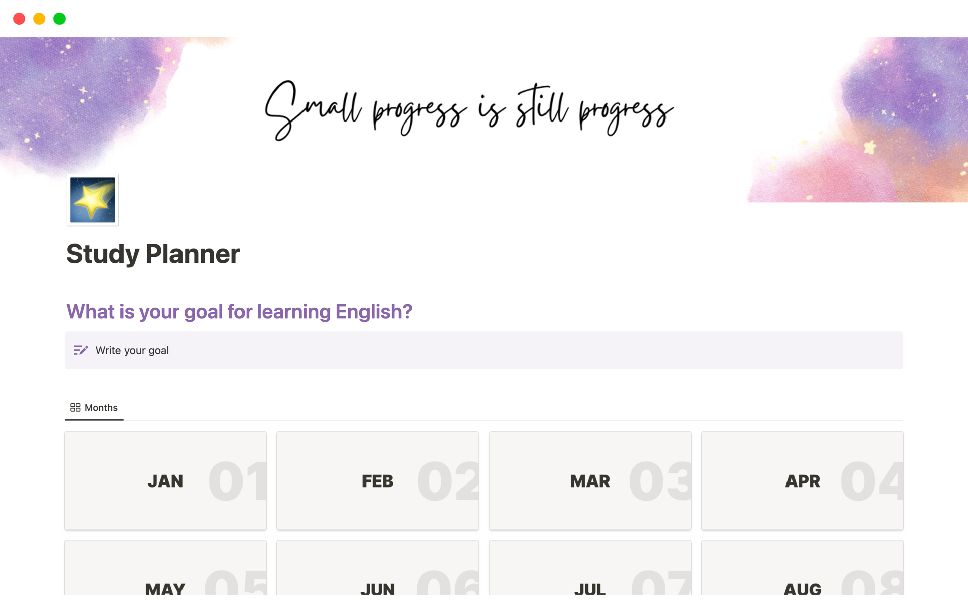 日々の英語学習の計画とログが記録できるテンプレート