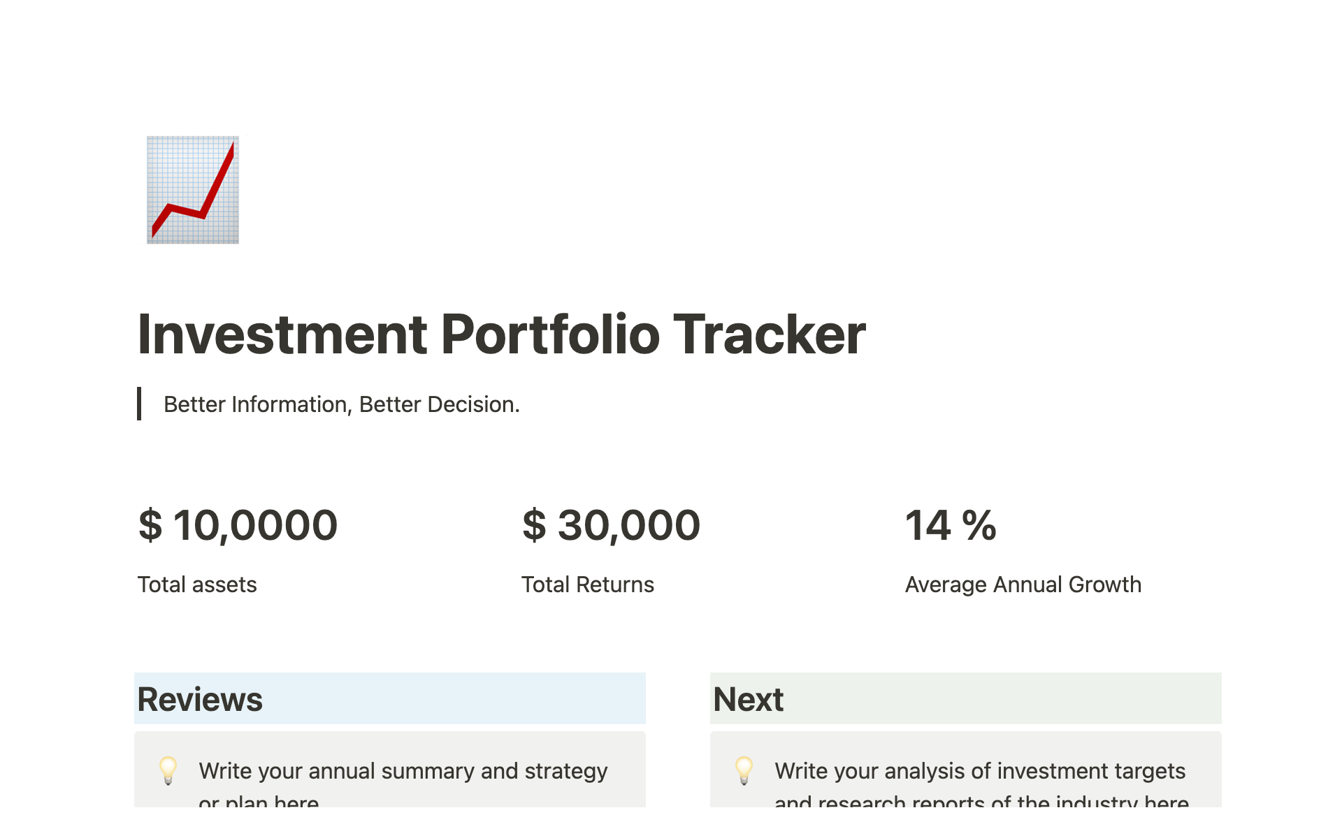 A template preview for Investment Portfolio Management