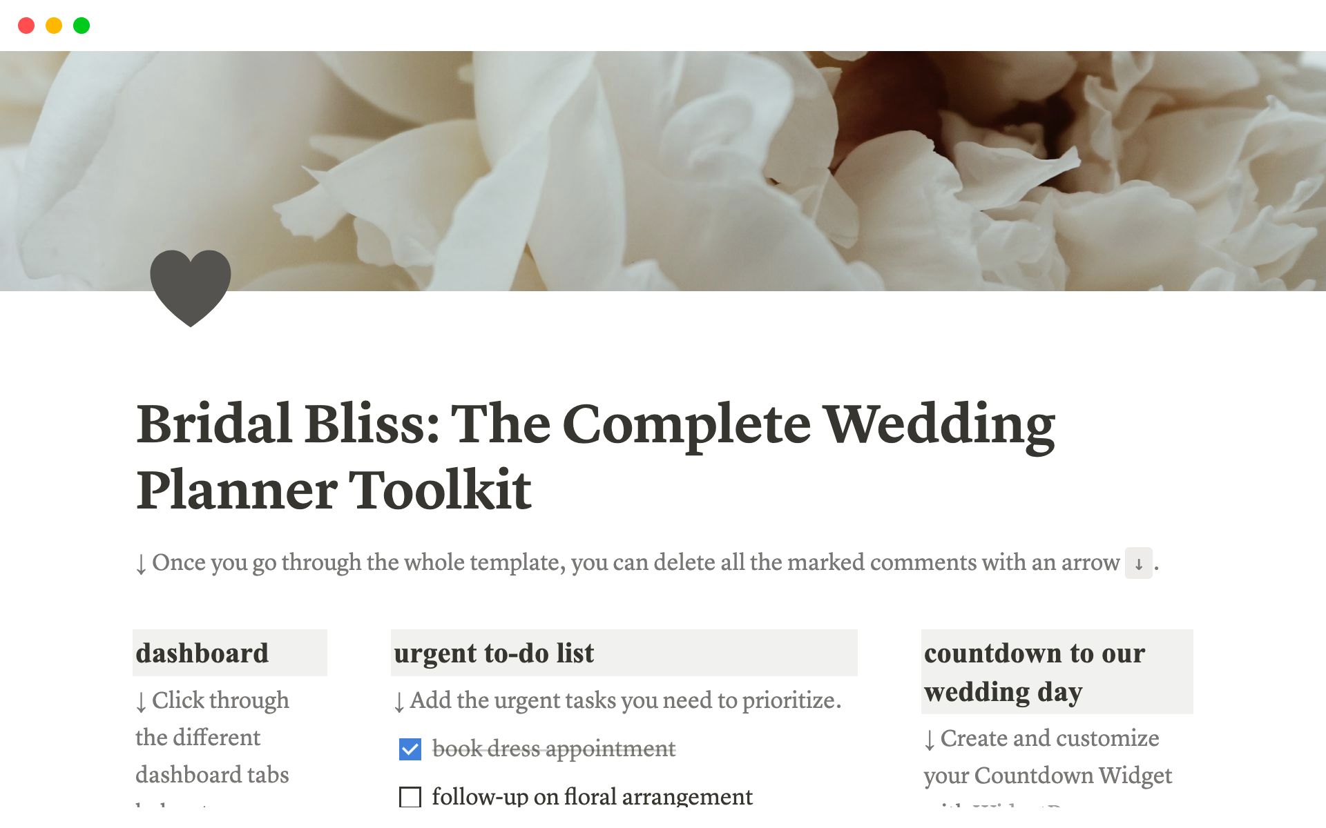 A template preview for Bridal Bliss: The Complete Wedding Planner Toolkit