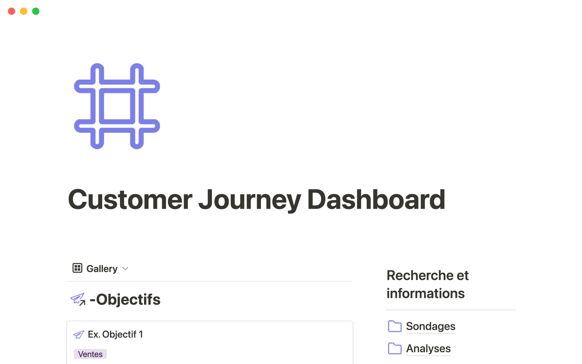 Eine Vorlagenvorschau für Customer journey map