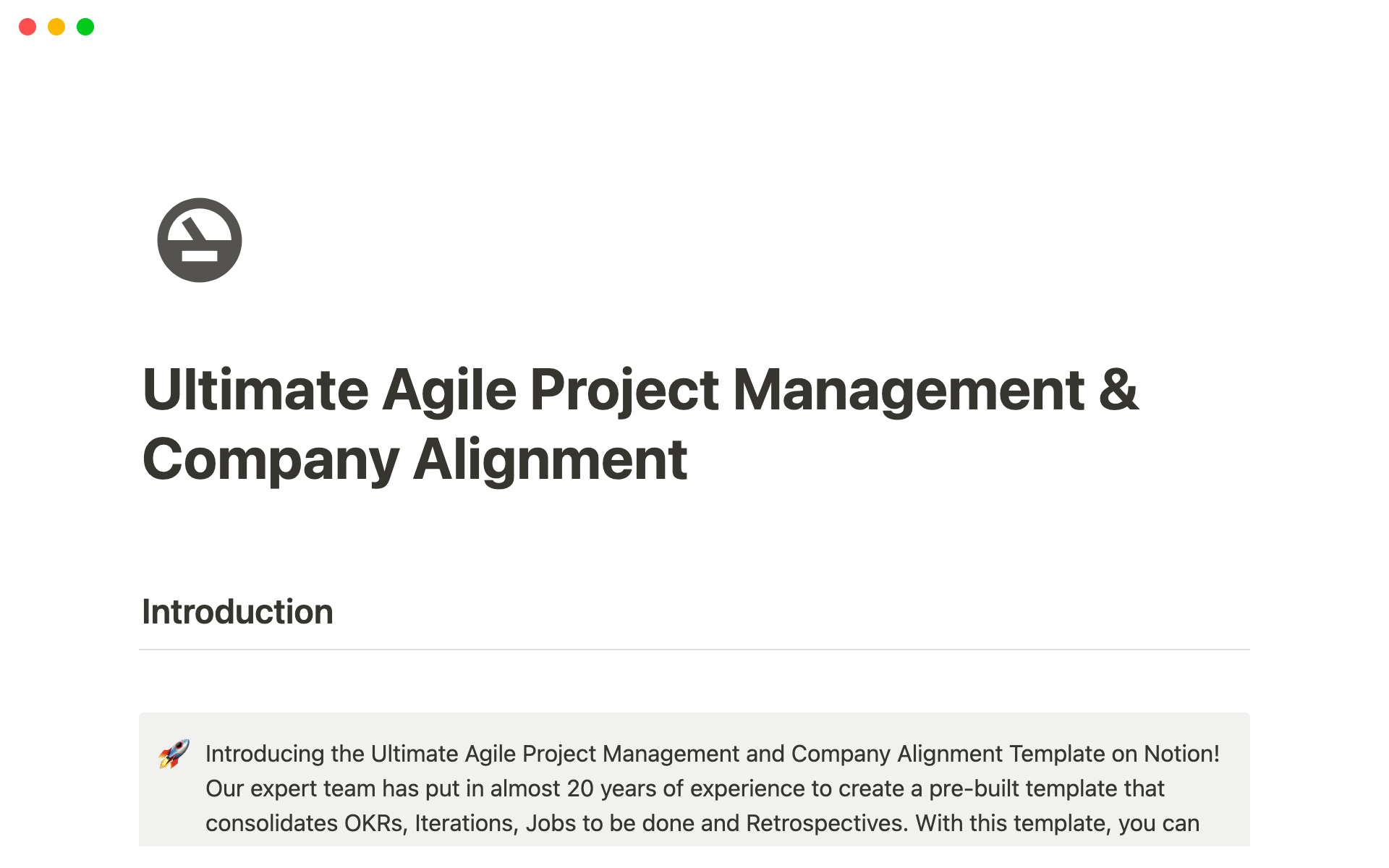 A template preview for The Ultimate Agile Project Management Template