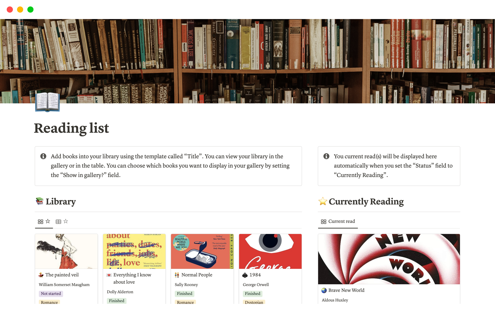 Reading list Notion Malli