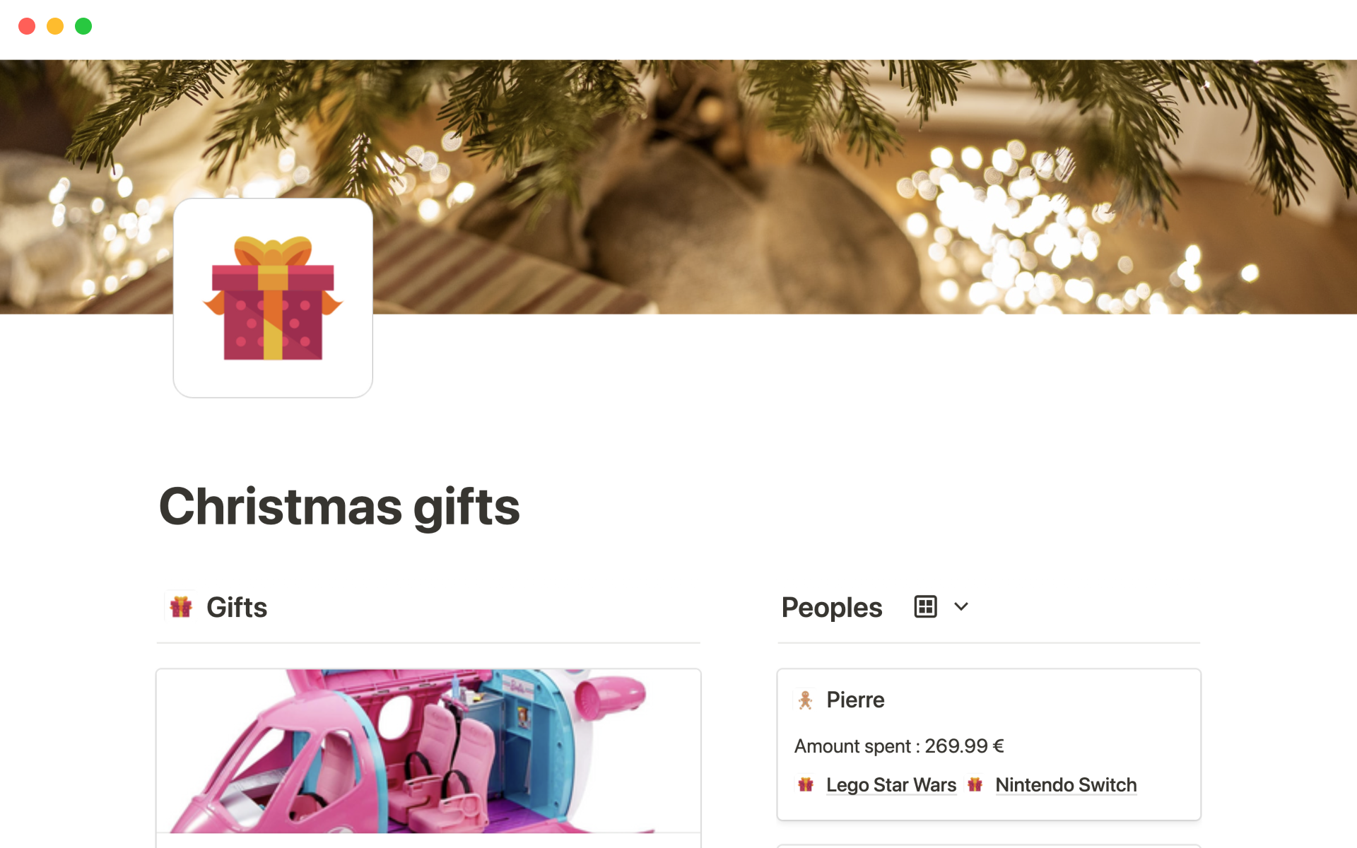 Prepare for Christmas by organising your gifts in Notion and controlling your budget.