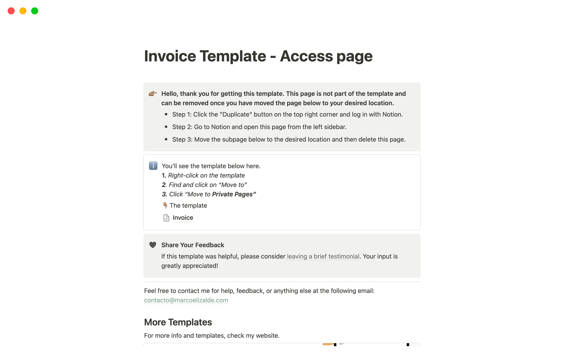 Invoice Notion Template Invoice Notion Template