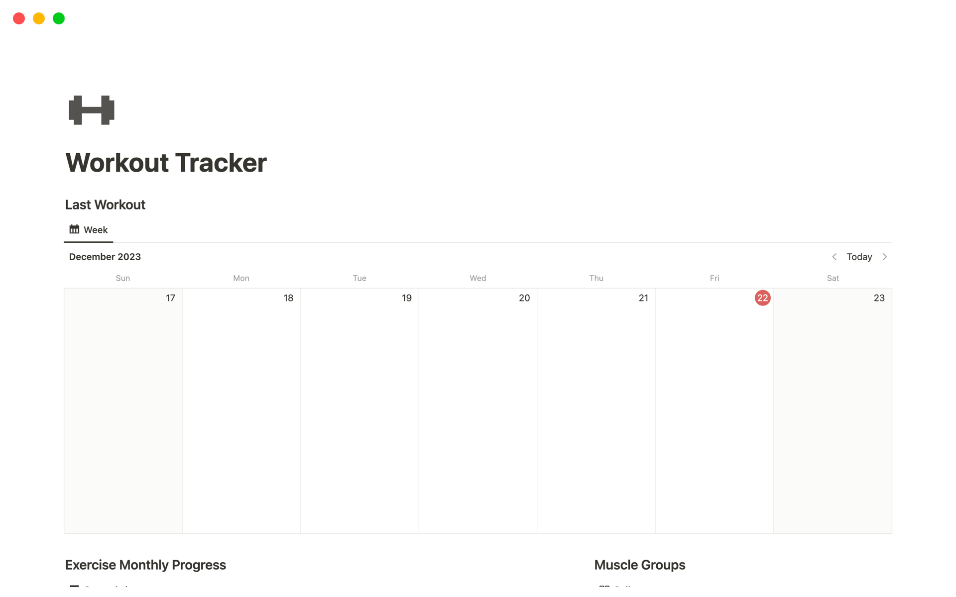 Workout Tracker Notion Template