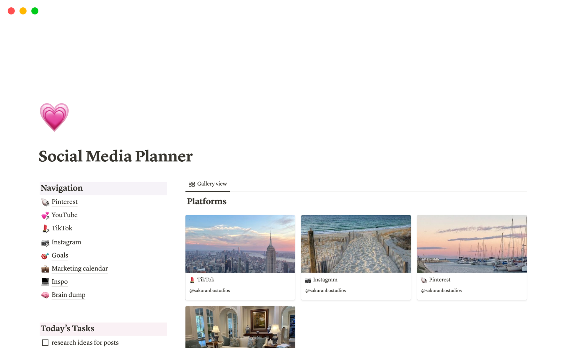 A template preview for Aesthetic Social Media Planner