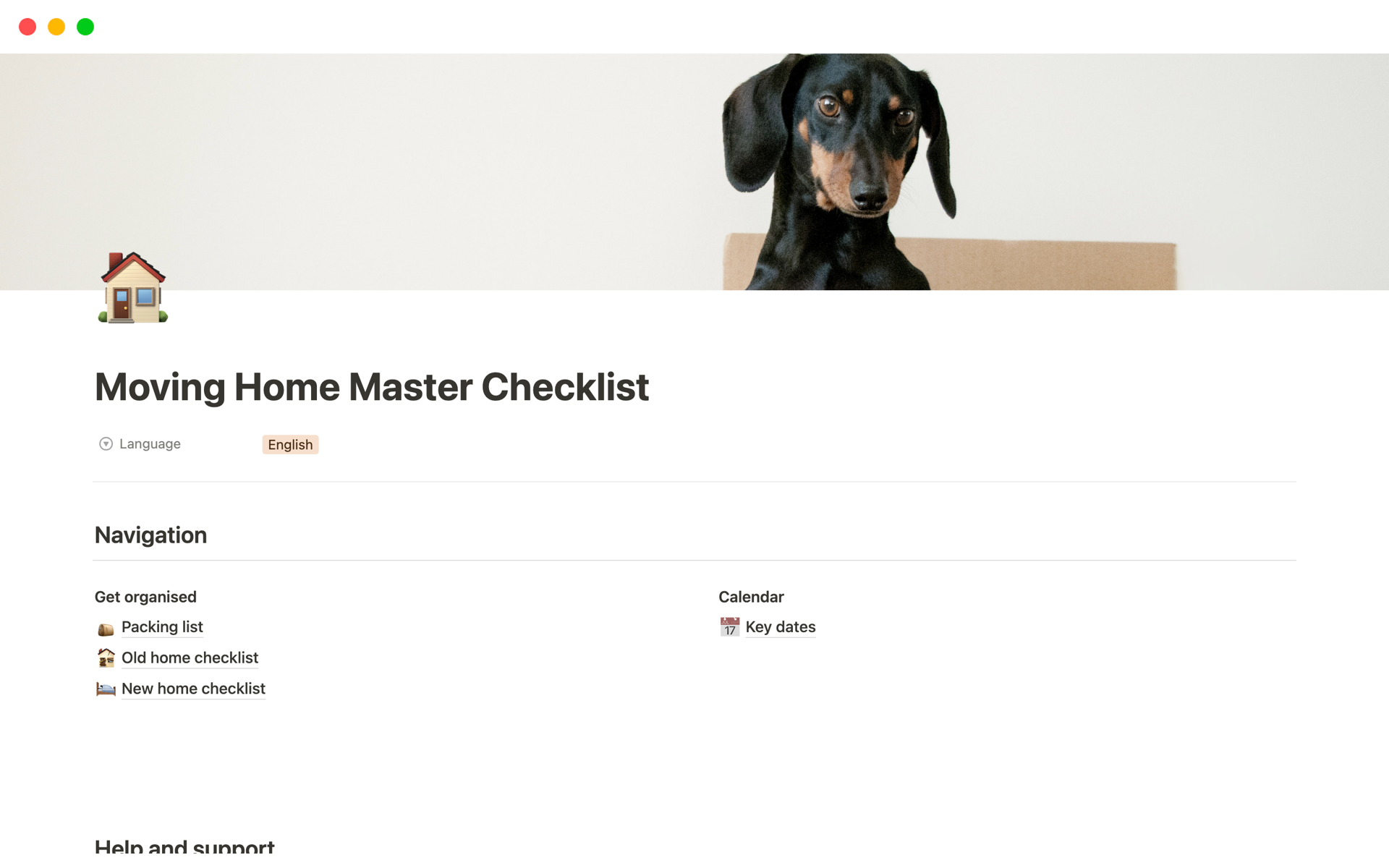 A template preview for Moving Home Master Checklist