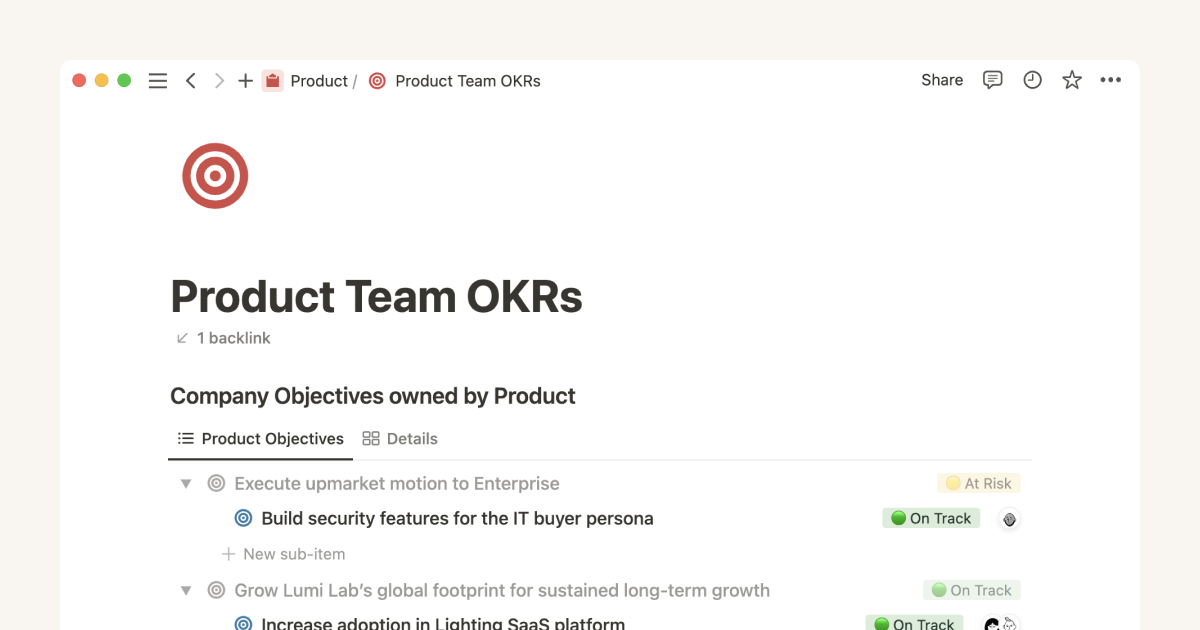Using Notion for Product & Engineering OKRs