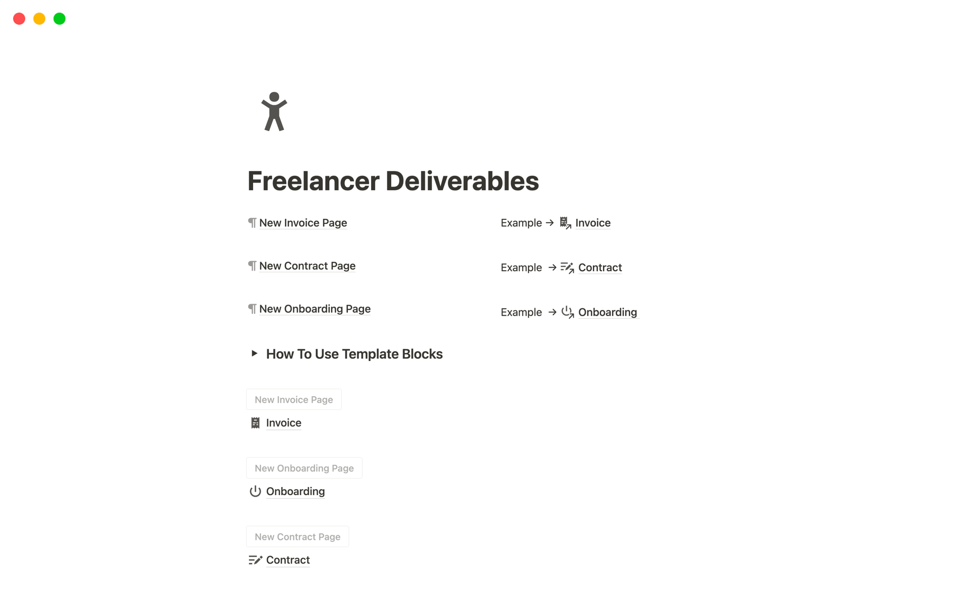 A template preview for Freelancer Deliverables