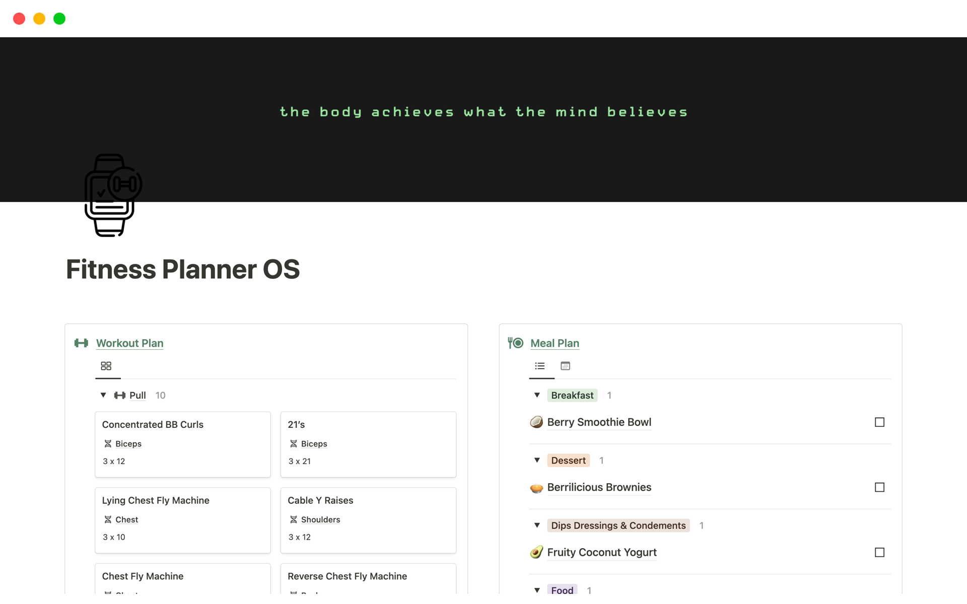 Fitness Planner OS Notion Template