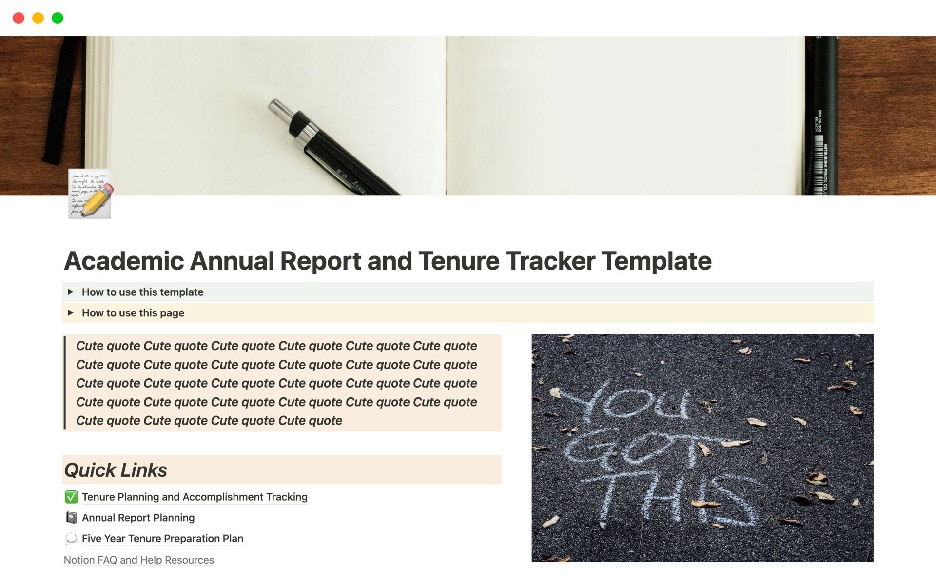 Academic Annual Report and Tenure Tracker Notion Template