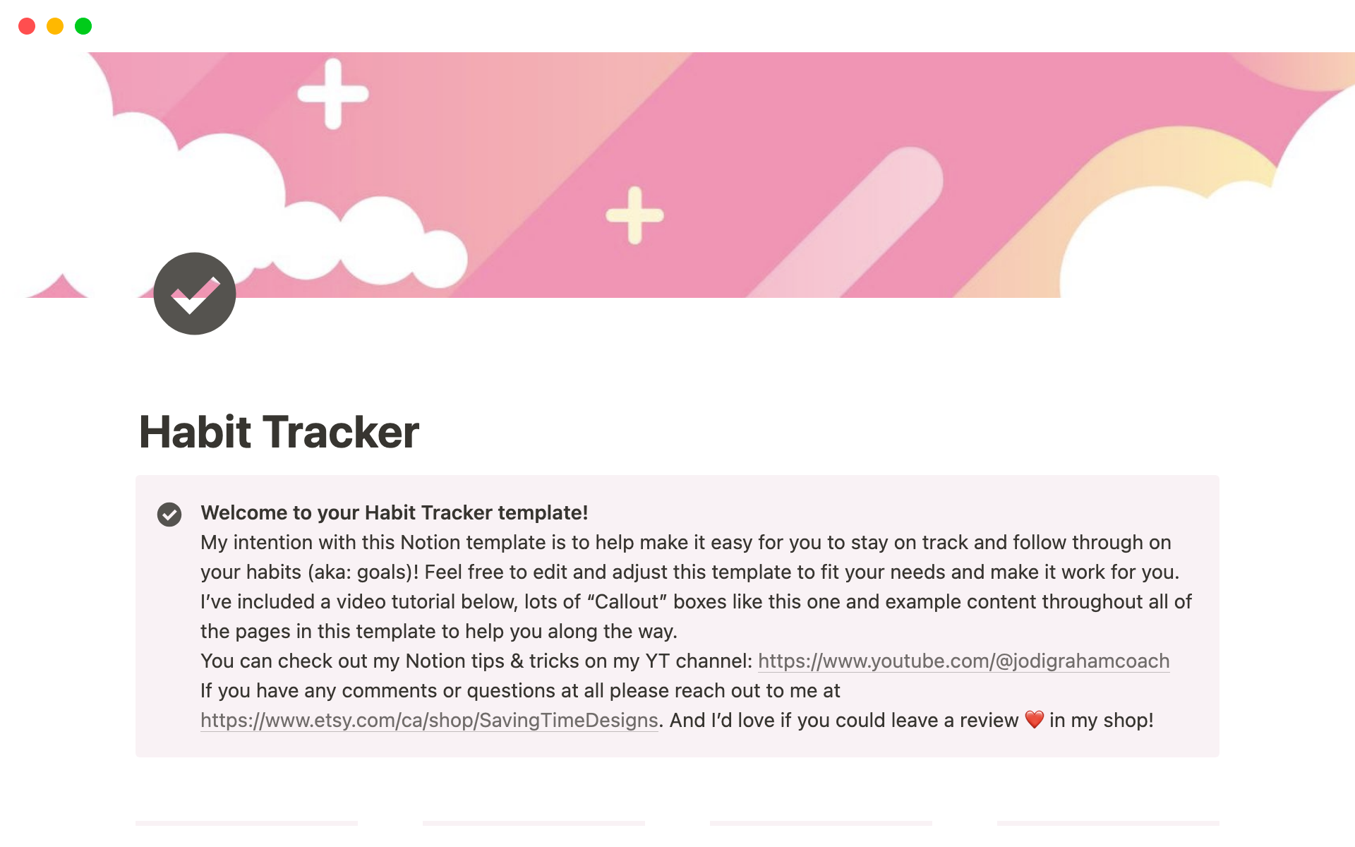 Habit Tracker Notion Templateのテンプレートのプレビュー