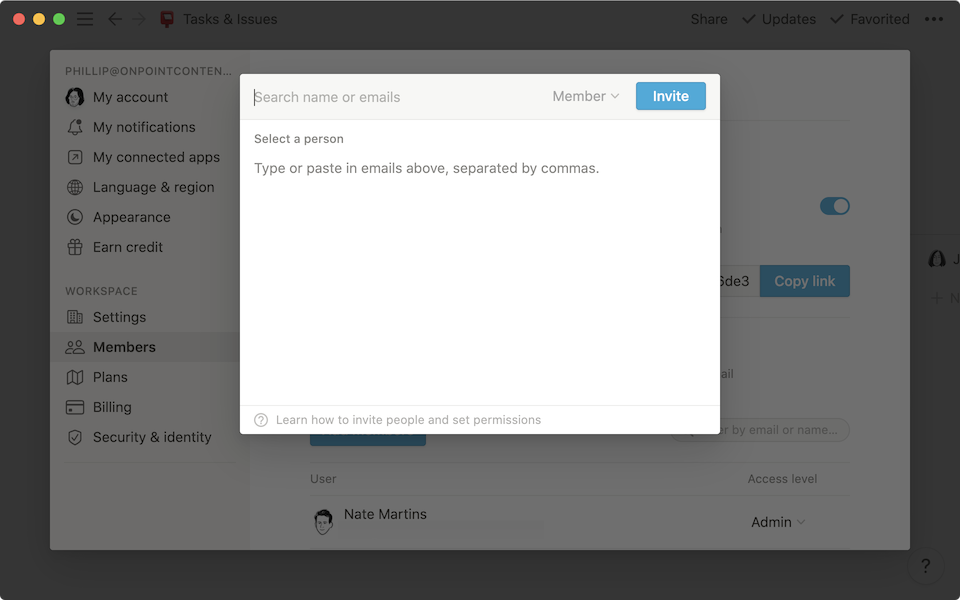 Enter your teammateโs email to add them to your workspace.