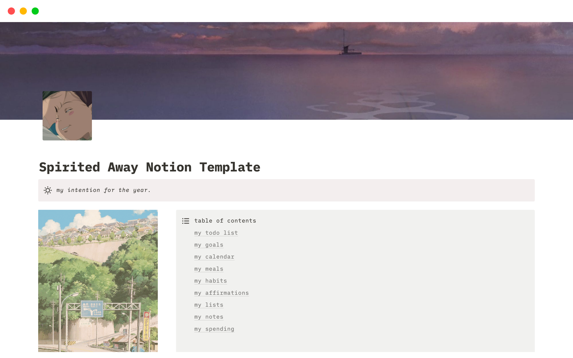 Spirited Away Notion Template Spirited Away Notion Template