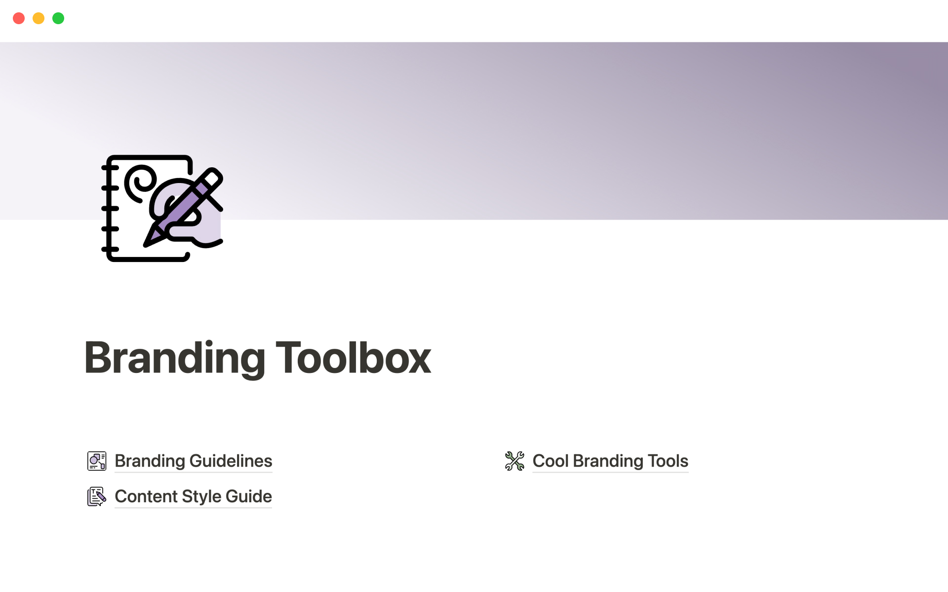 Aperçu du modèle de Branding toolbox