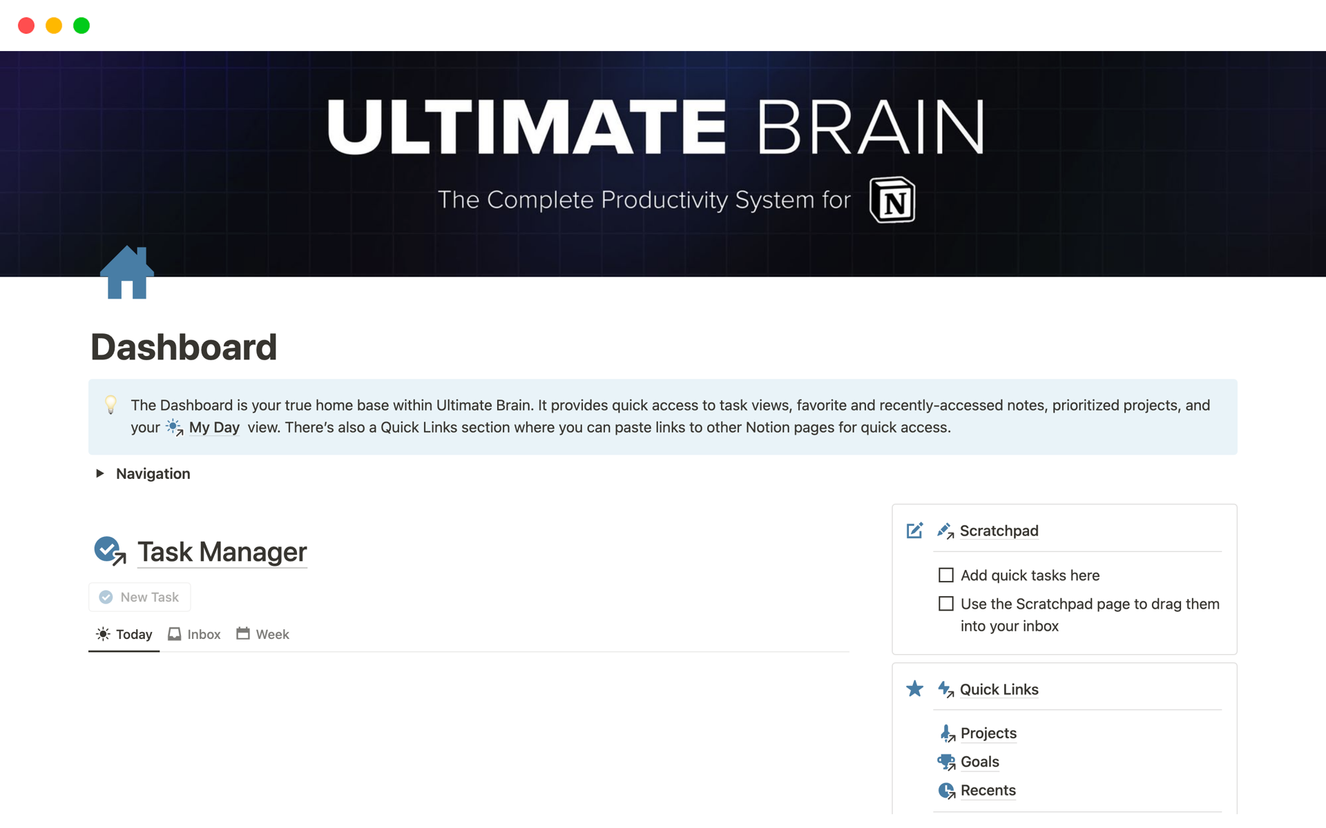 A template preview for Ultimate Brain