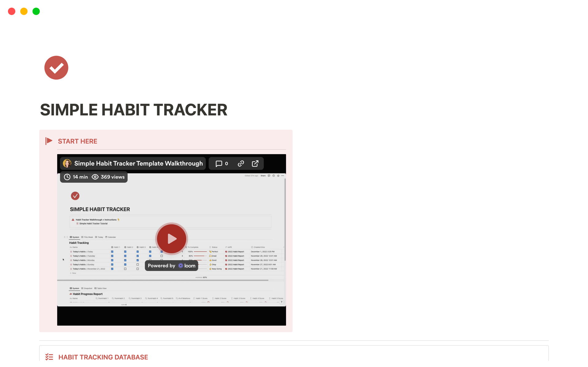 AUTOMATED SIMPLE HABIT TRACKER | Notion Template