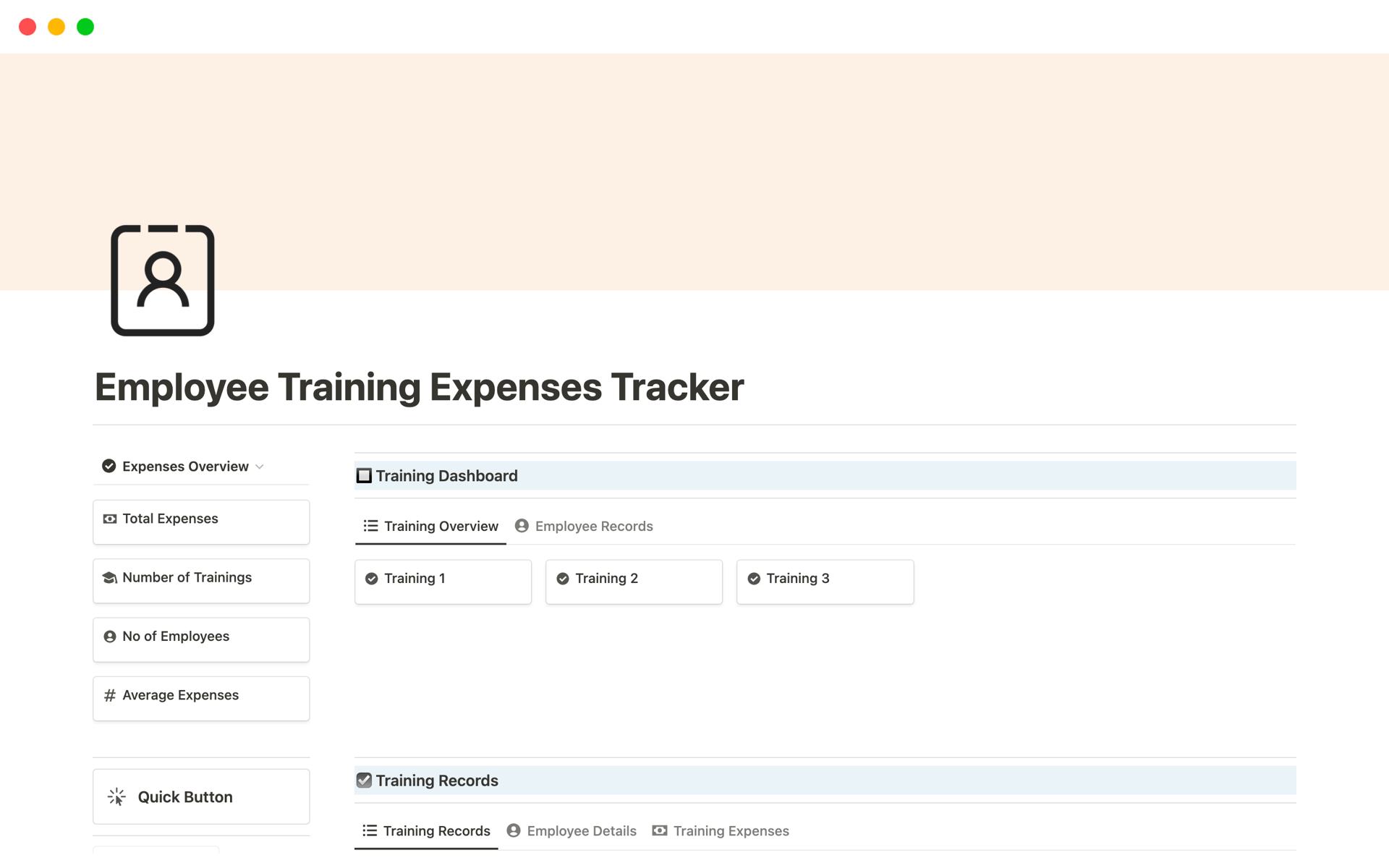 Employee Training Expenses Tracker Notion Template