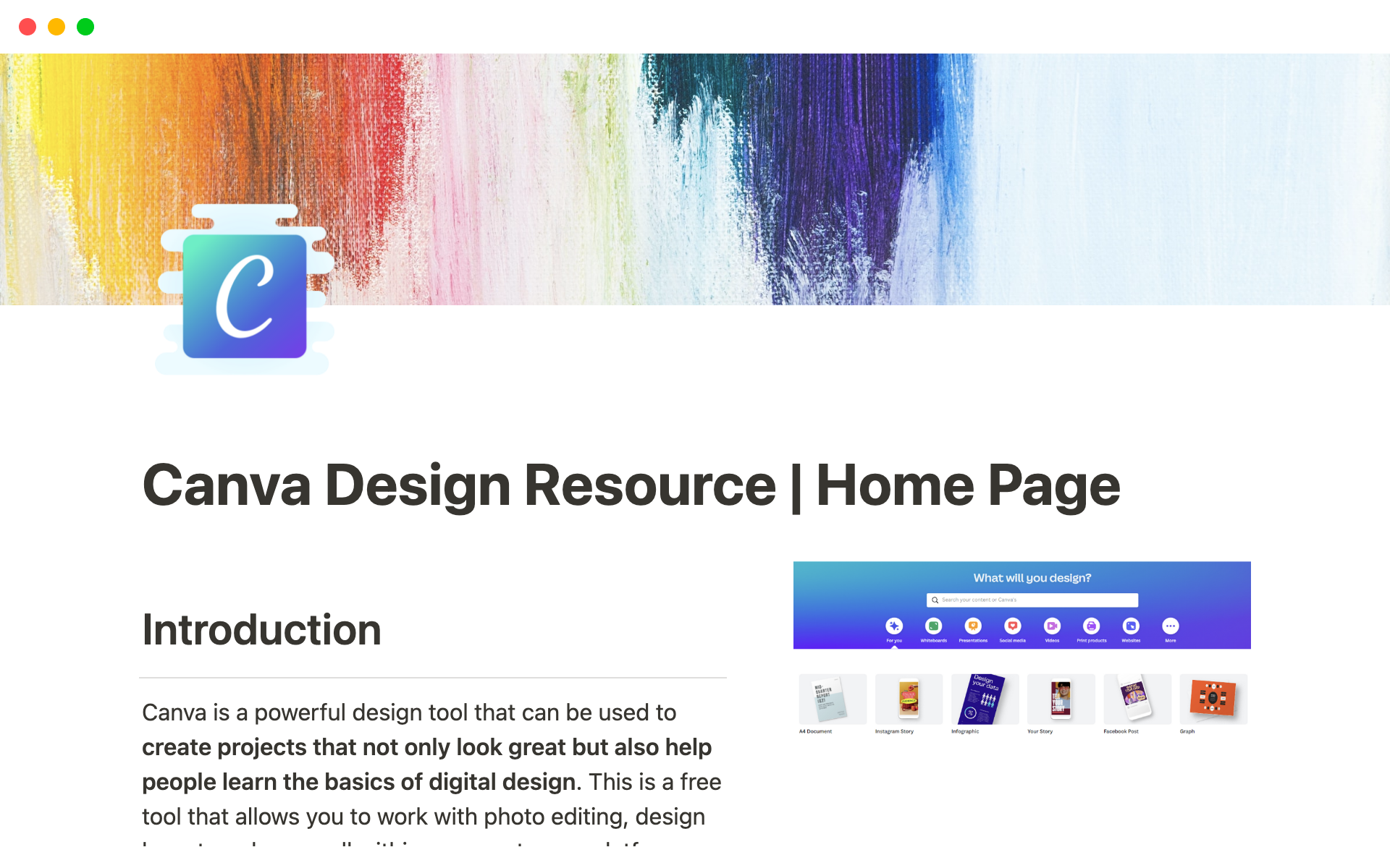 The resource provides numerous tips & tricks to help you use Canva more effectively and contains a handful of design ideas, templates & helpful resources.