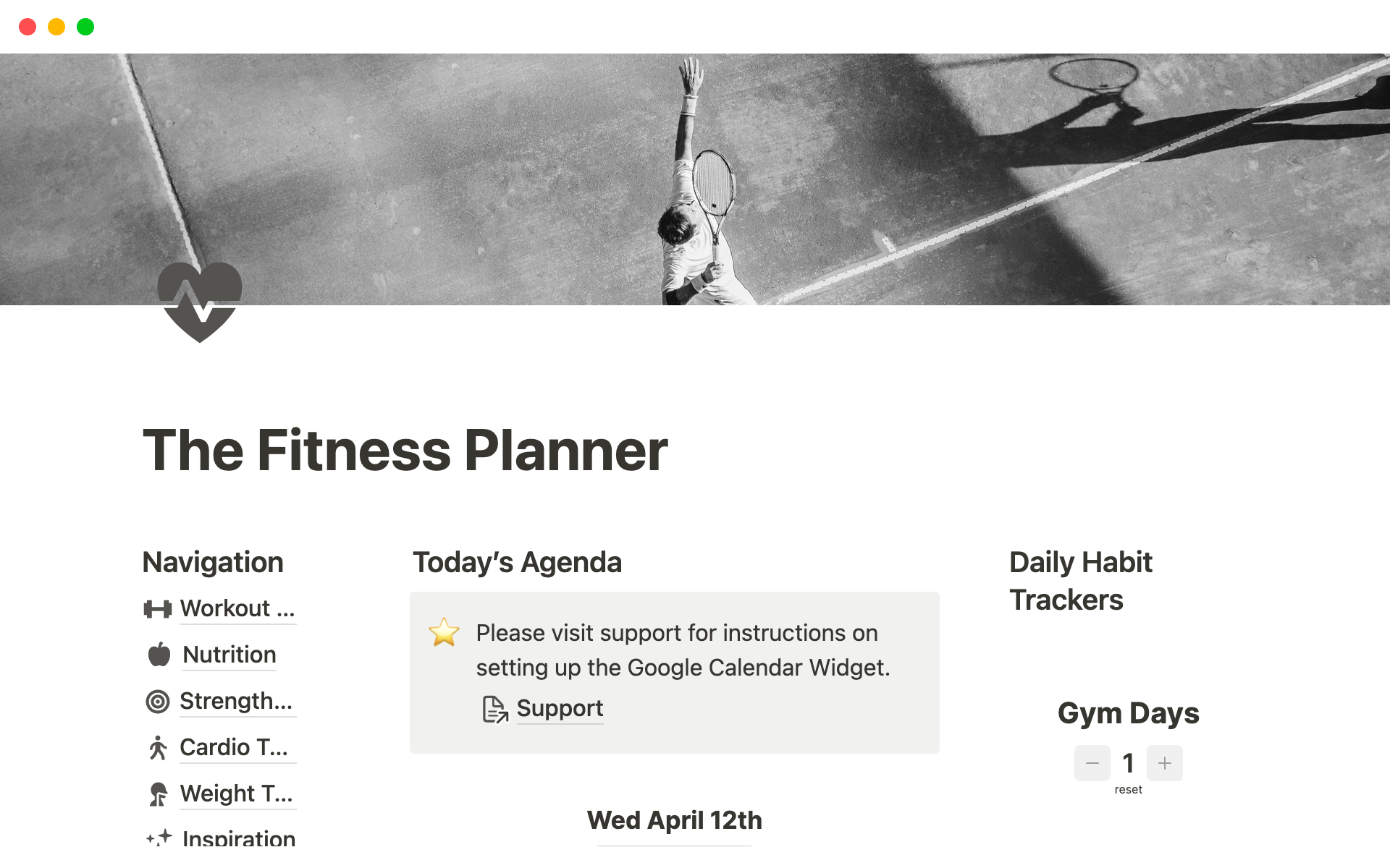 the fitness planner template