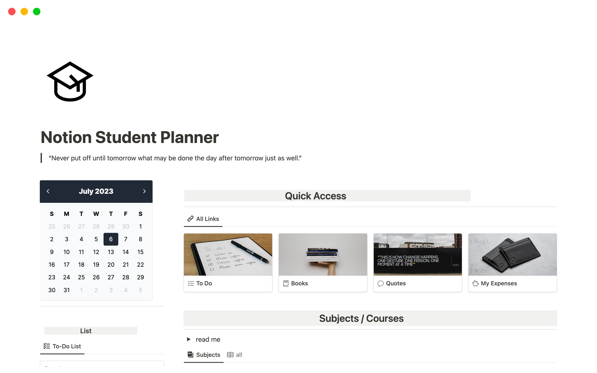 A template preview for Minimal Study Template