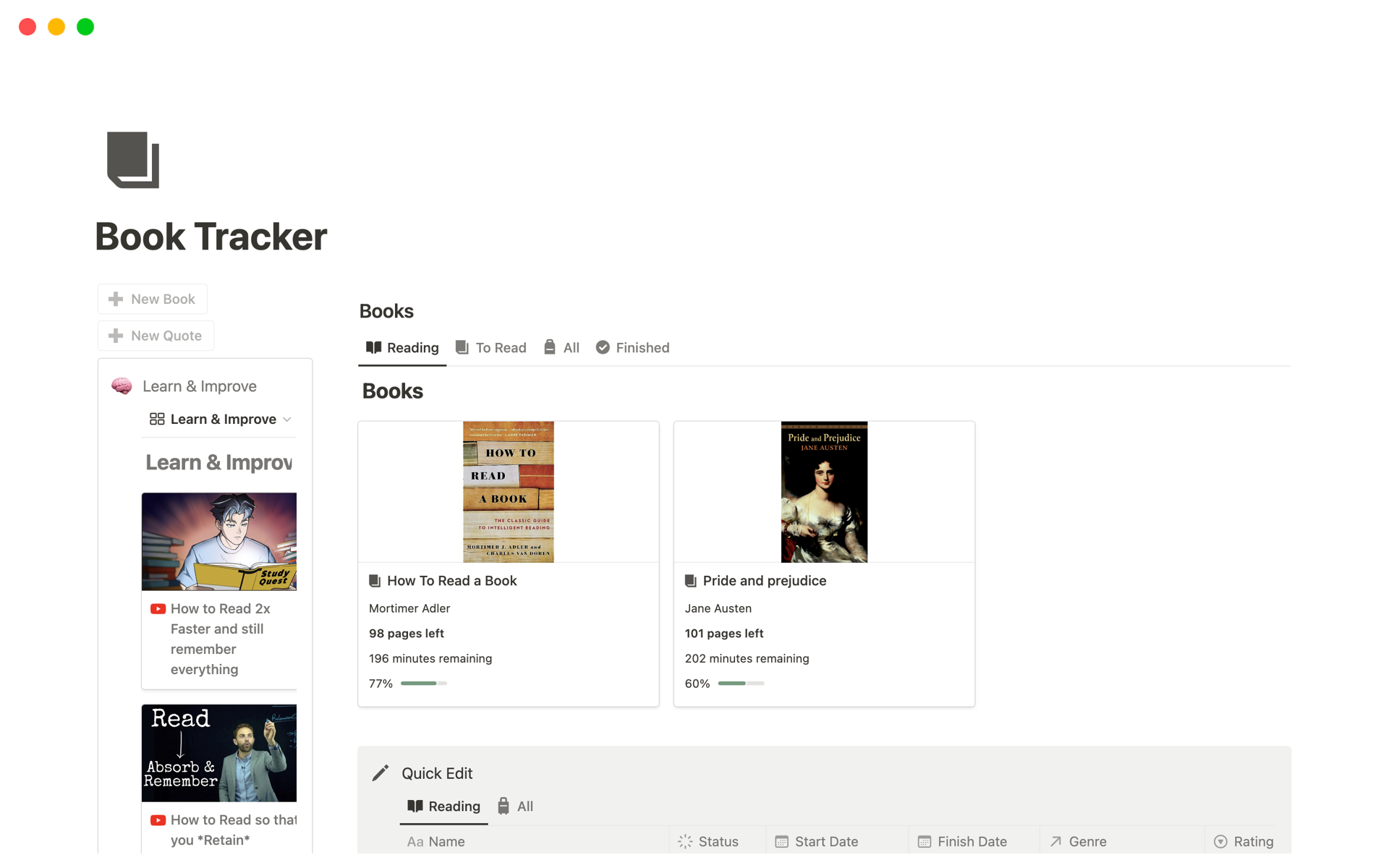 Book Tracker Notion Template