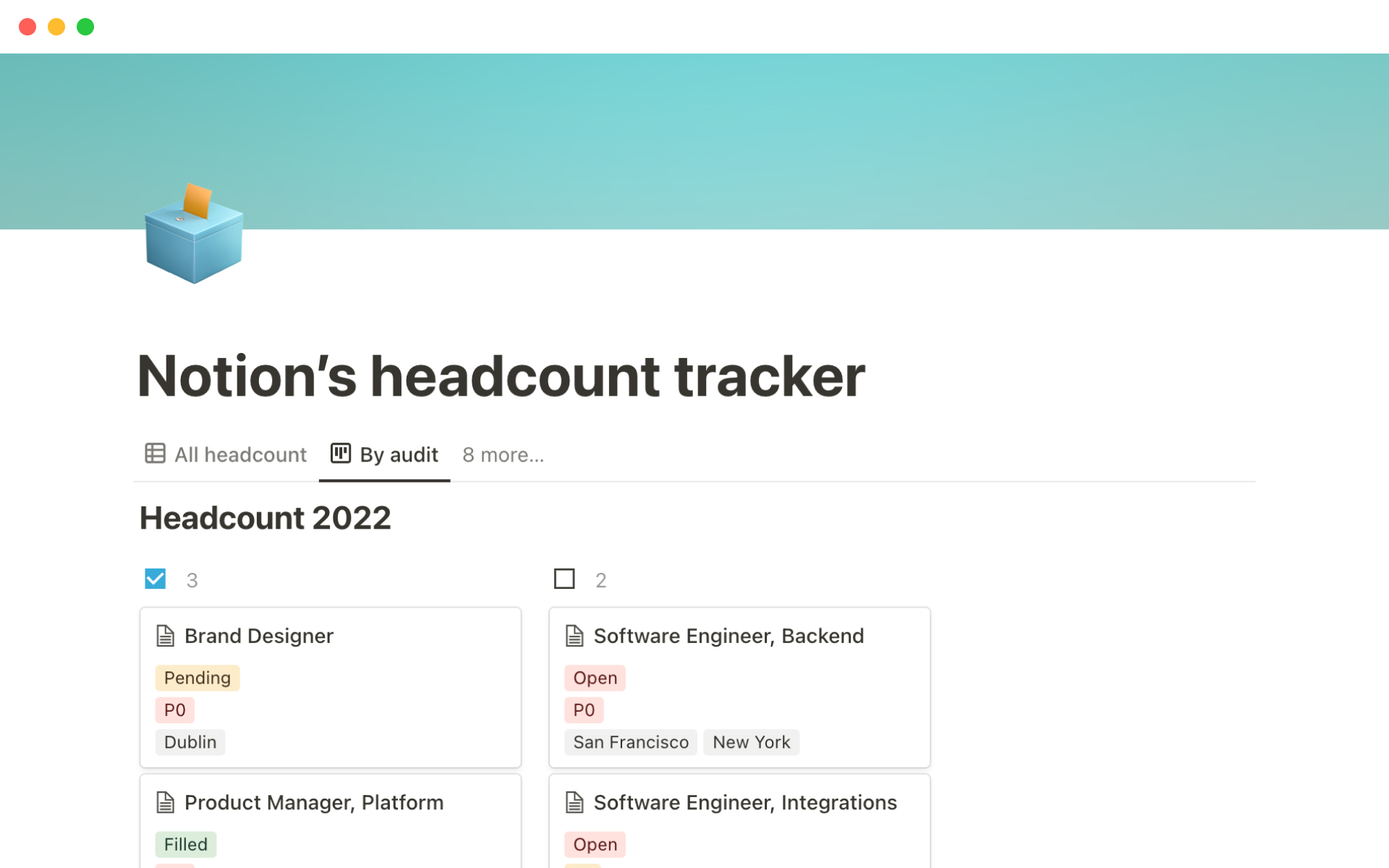 Drive clarity around yearly headcount and easily filter by team, quarter, priority, and more.