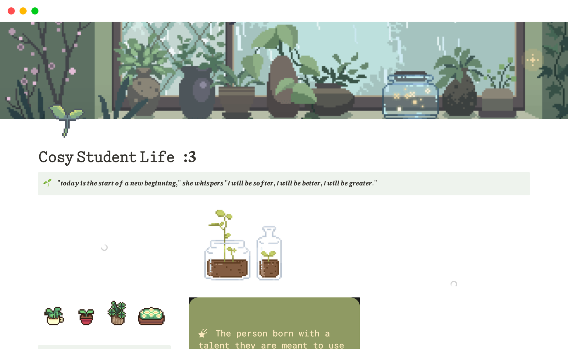 Cosy Student Life Notion Template