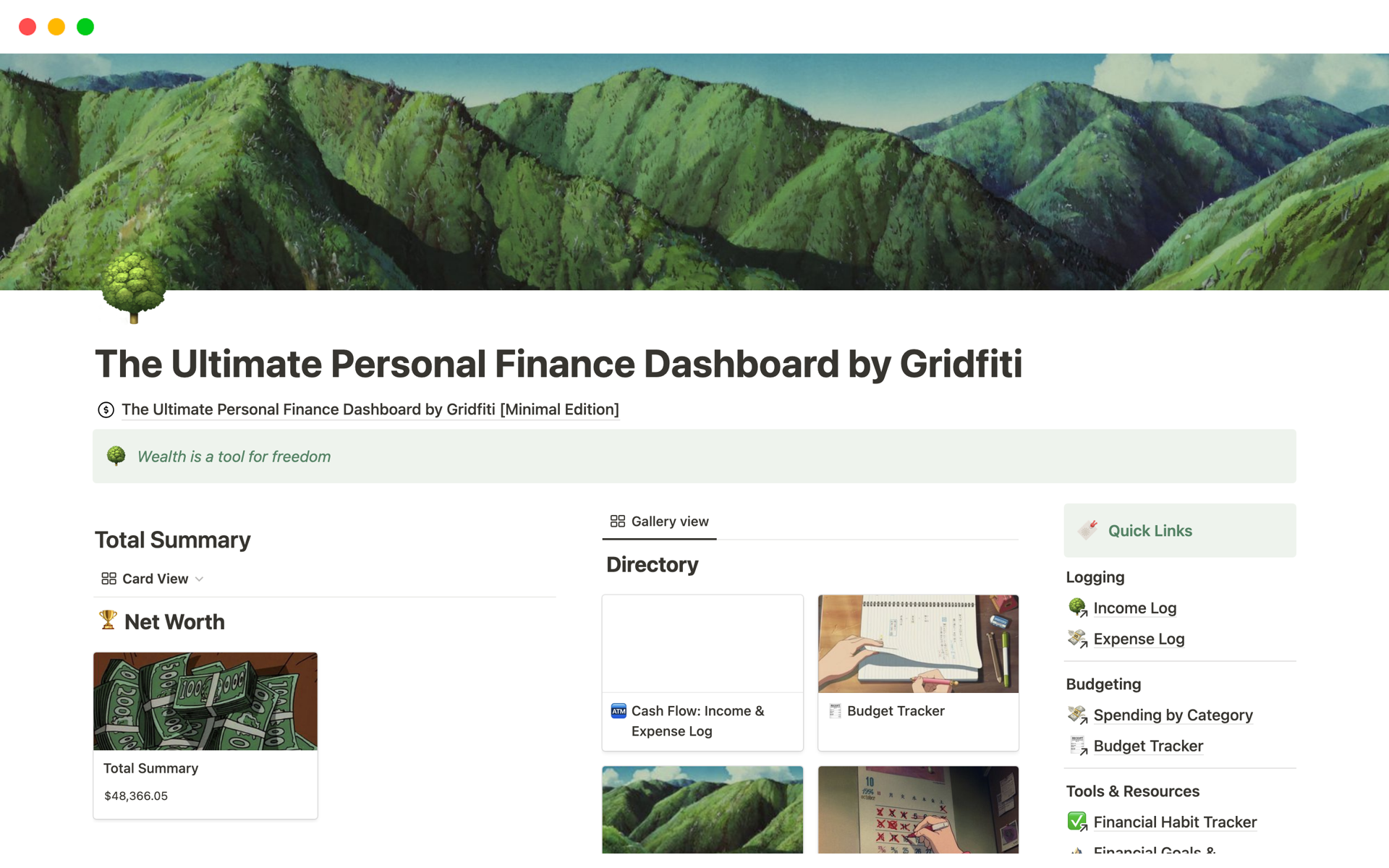 A template preview for The Ultimate Personal Finance Dashboard