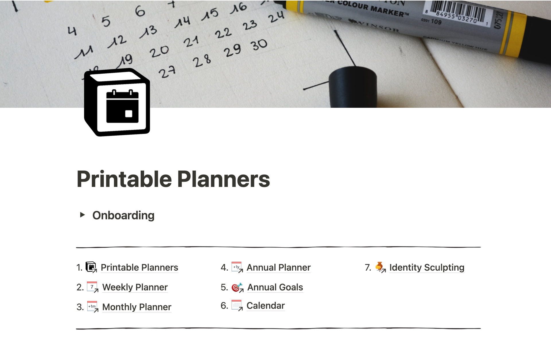 A template preview for Printable & Digital Planners